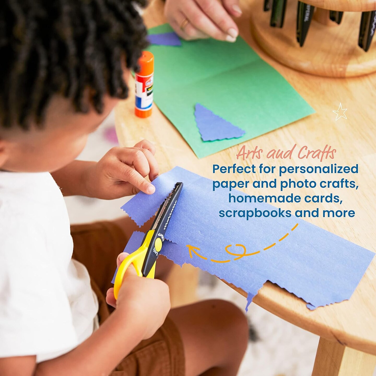 Kraft Edgers with Rotating Hardwood Rack, Decorative Scissors, Assorted, 18-Piece