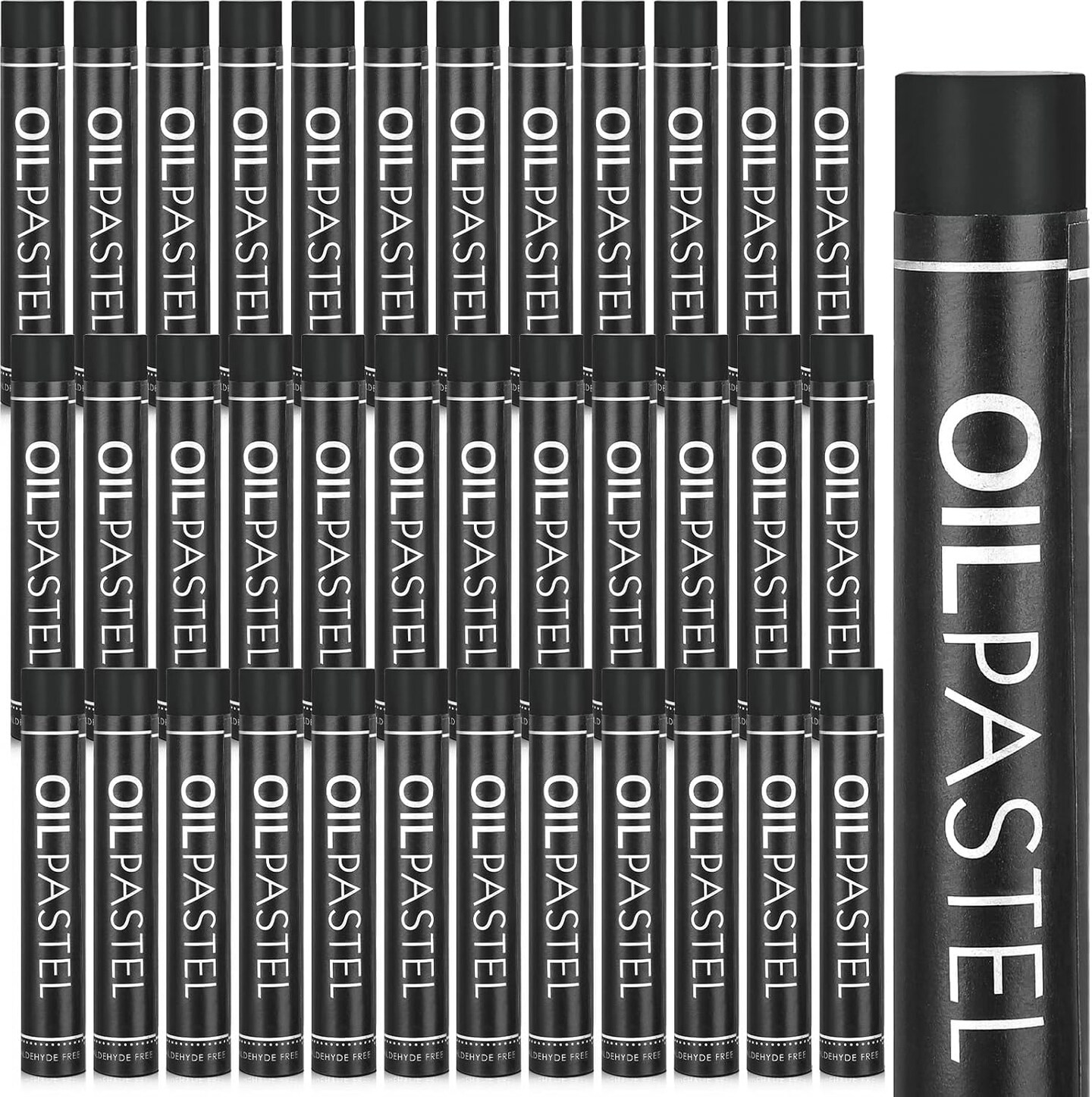 36 Pcs Soft Oil Pastels Bulk Artists Oil Crayons Single Color Creamy Pastels for Art Painting Drawing Blending for Back to School First Day of School Kids Students Artists (Black)