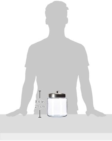 Montana Glass Jars with Fresh Sealed Lids, Brushed Metal, 96 oz (Set of 2)