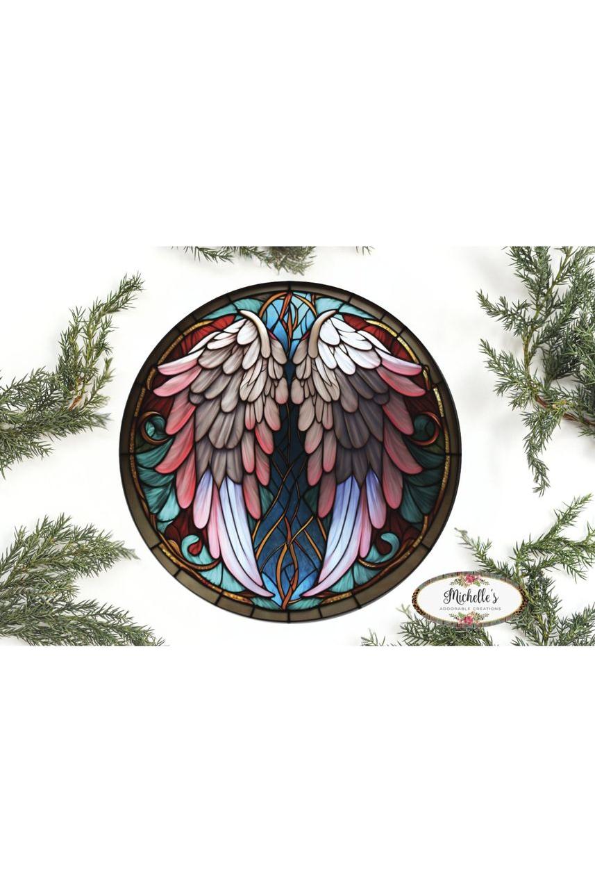 Faux Stained Glass Angel Wings Sign