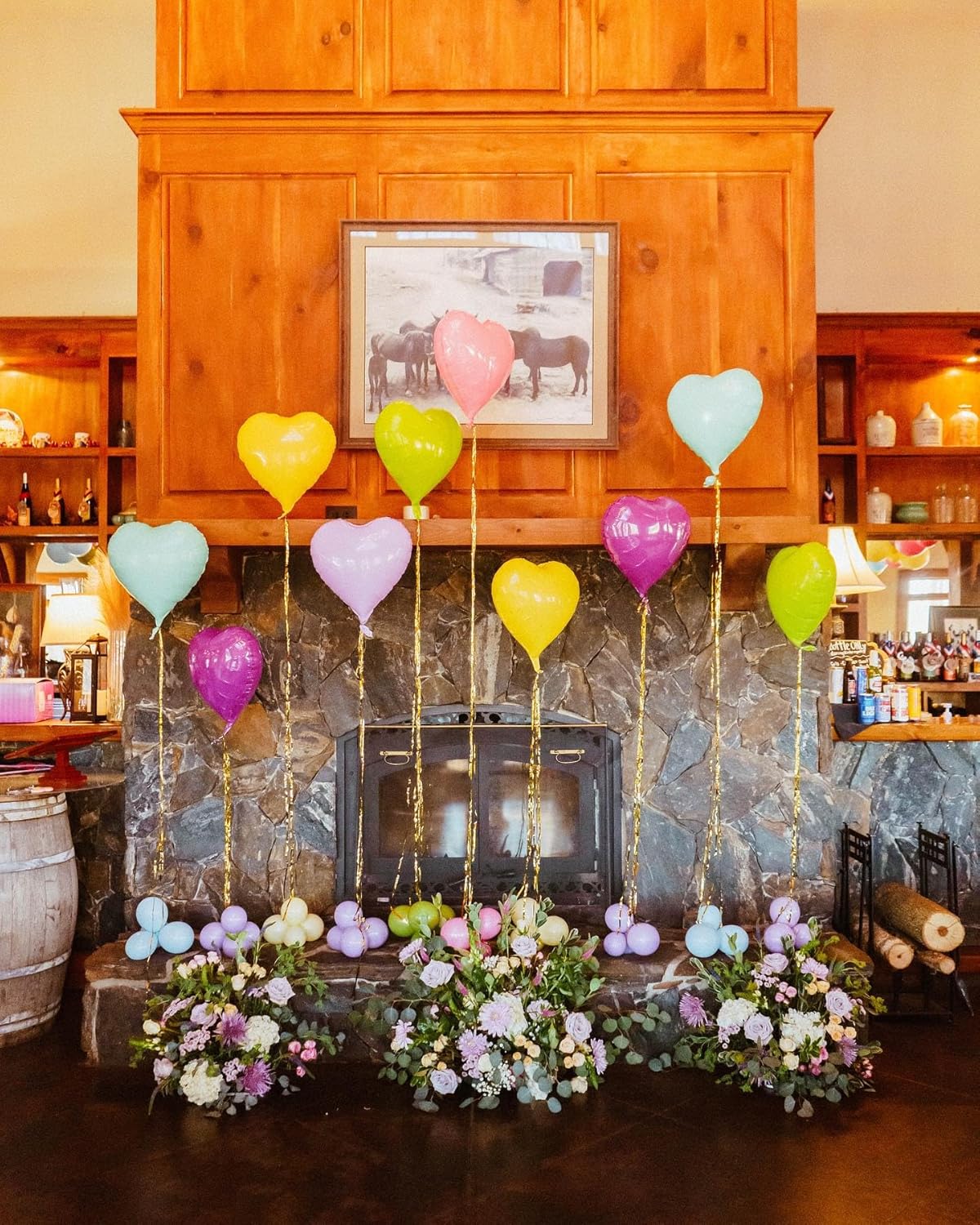 10-Piece Pastel Rainbow Heart Balloons – 18-Inch Foil Heart Balloons in Pink, Blue, Yellow, Green, and Purple for Valentine’s Day, Engagements, Birthdays, Baby Showers, and Weddings