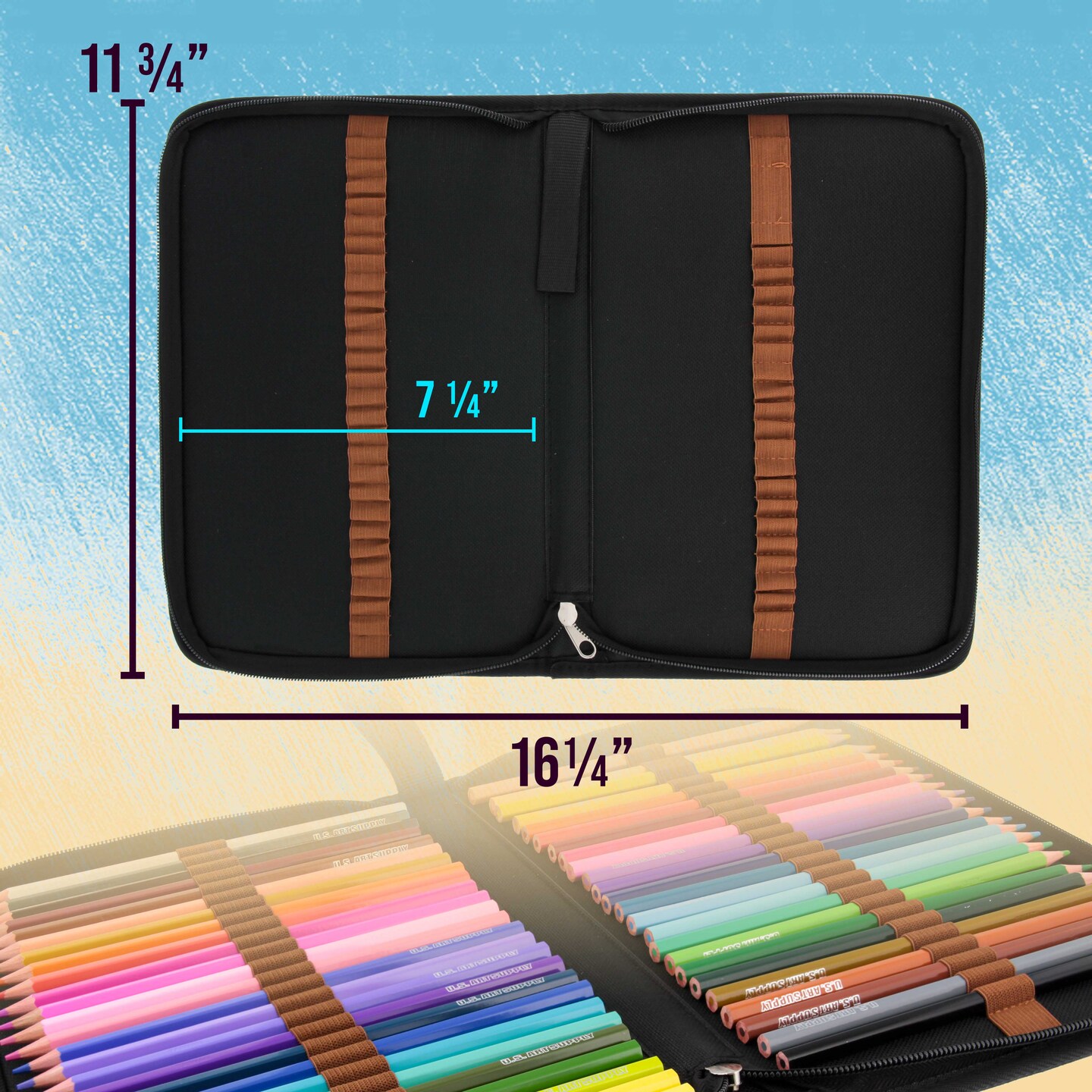 U.S. Art Supply 50 Piece Adult Coloring Book Artist Grade Colored Pencil Set with Case - Vibrant Colors, Smooth Art Drawing, Sketching, Kids Students