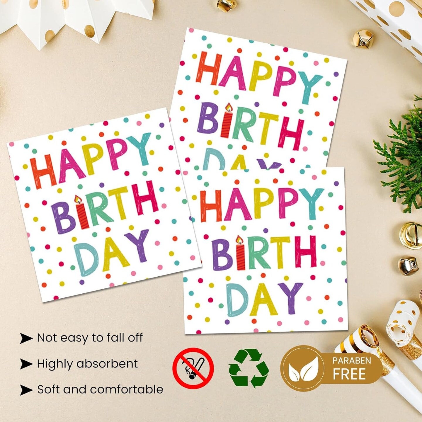 40 Pcs Birthday Plates and Napkins Party Supplies, Disposable Happy Birthday Plates and Napkins Dots Design Tableware Set for Birthday Party Decorations Serves 20