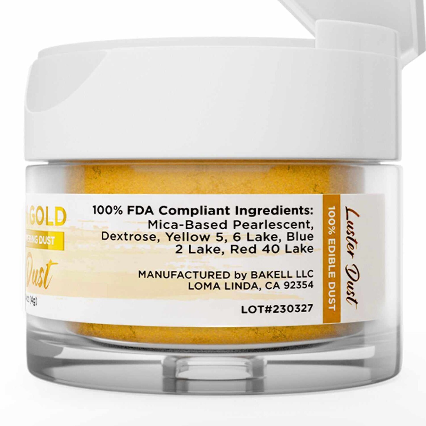 Bakell - Egyptian Gold Luster Dust (4g, 1x Jar) Edible Vegan Dust & Paint for Baking, Desserts and Beverages