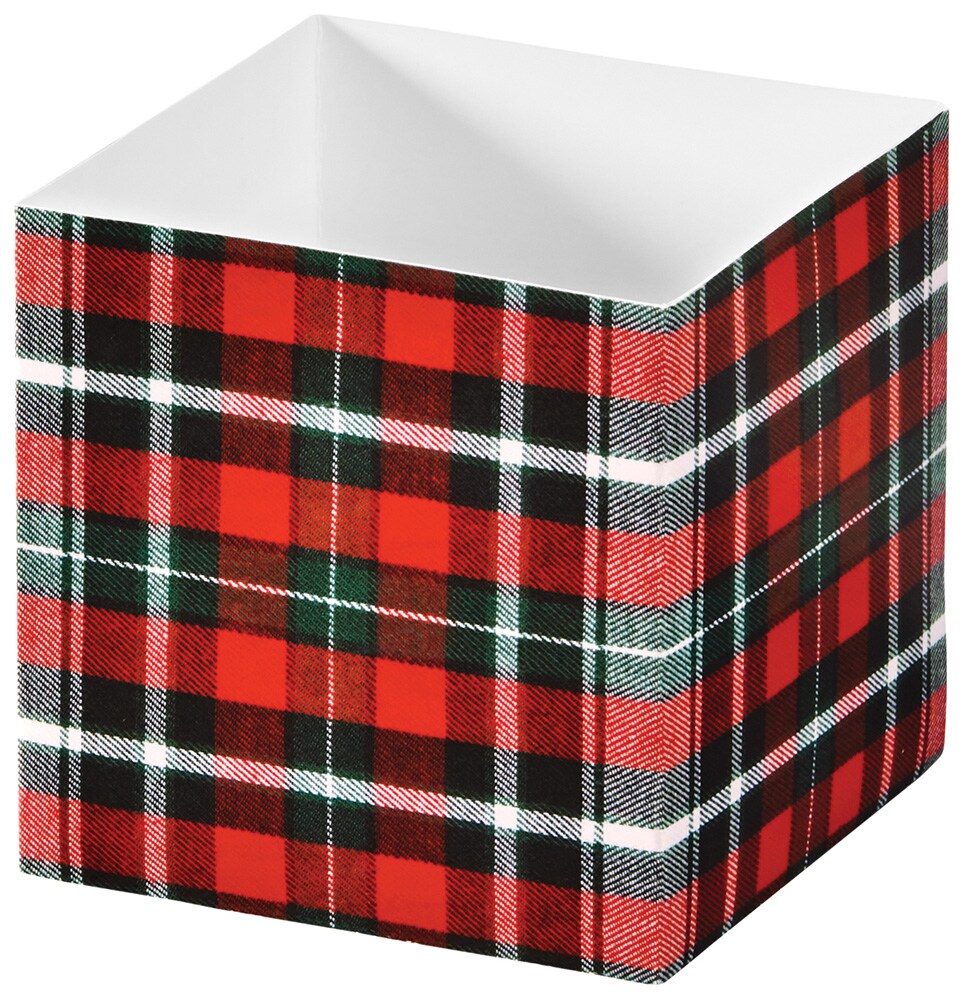 Pack/6: Christmas Plaid Square Party Favor Box - 3-3/4 x 3-3/4 x 3-3/4&#x22;