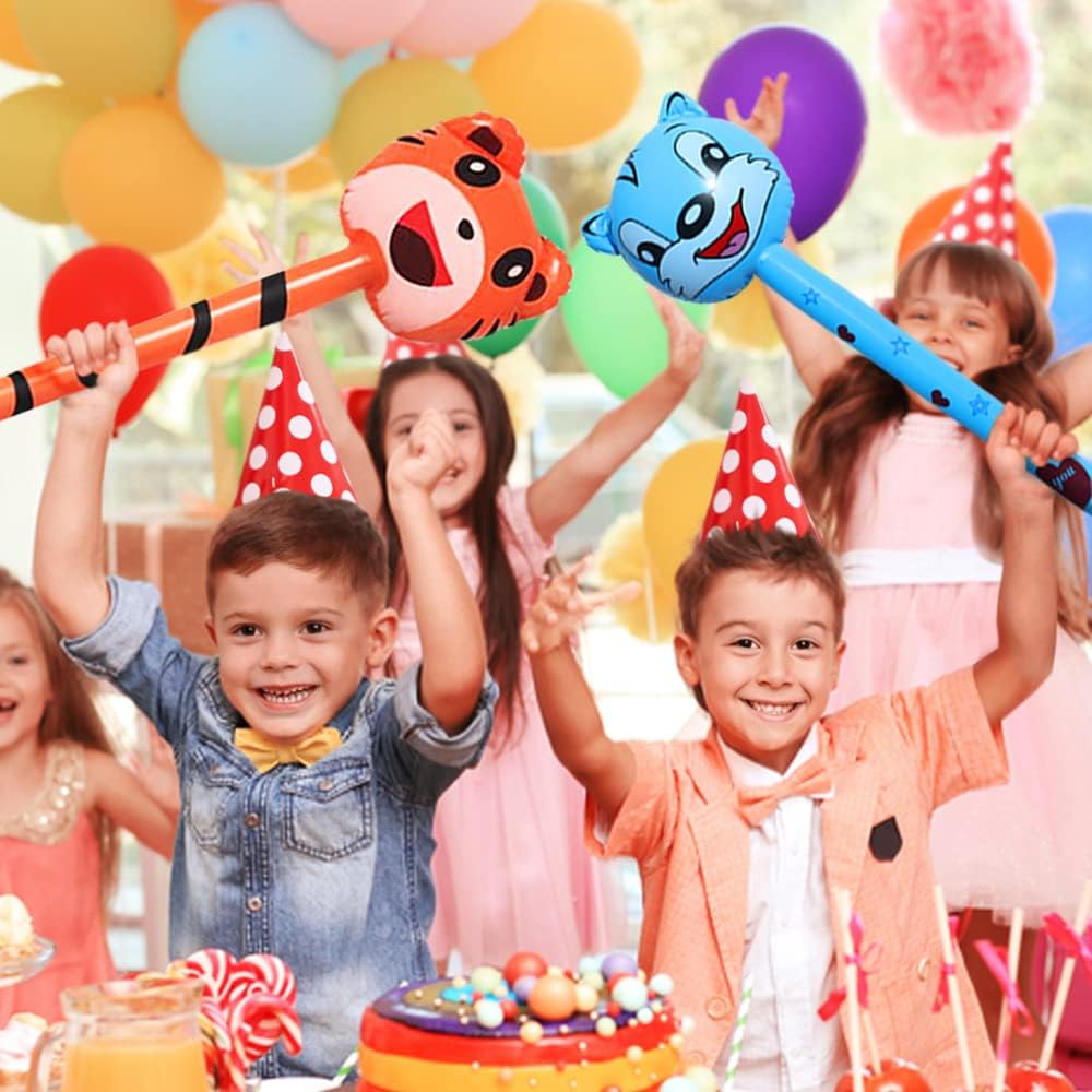 Inflatable Animal Sticks – Set of 6 Assorted Animal Designs, Perfect for Kids’ Zoo-Themed Parties, Wild One Birthdays, and Colorful Pool Toys