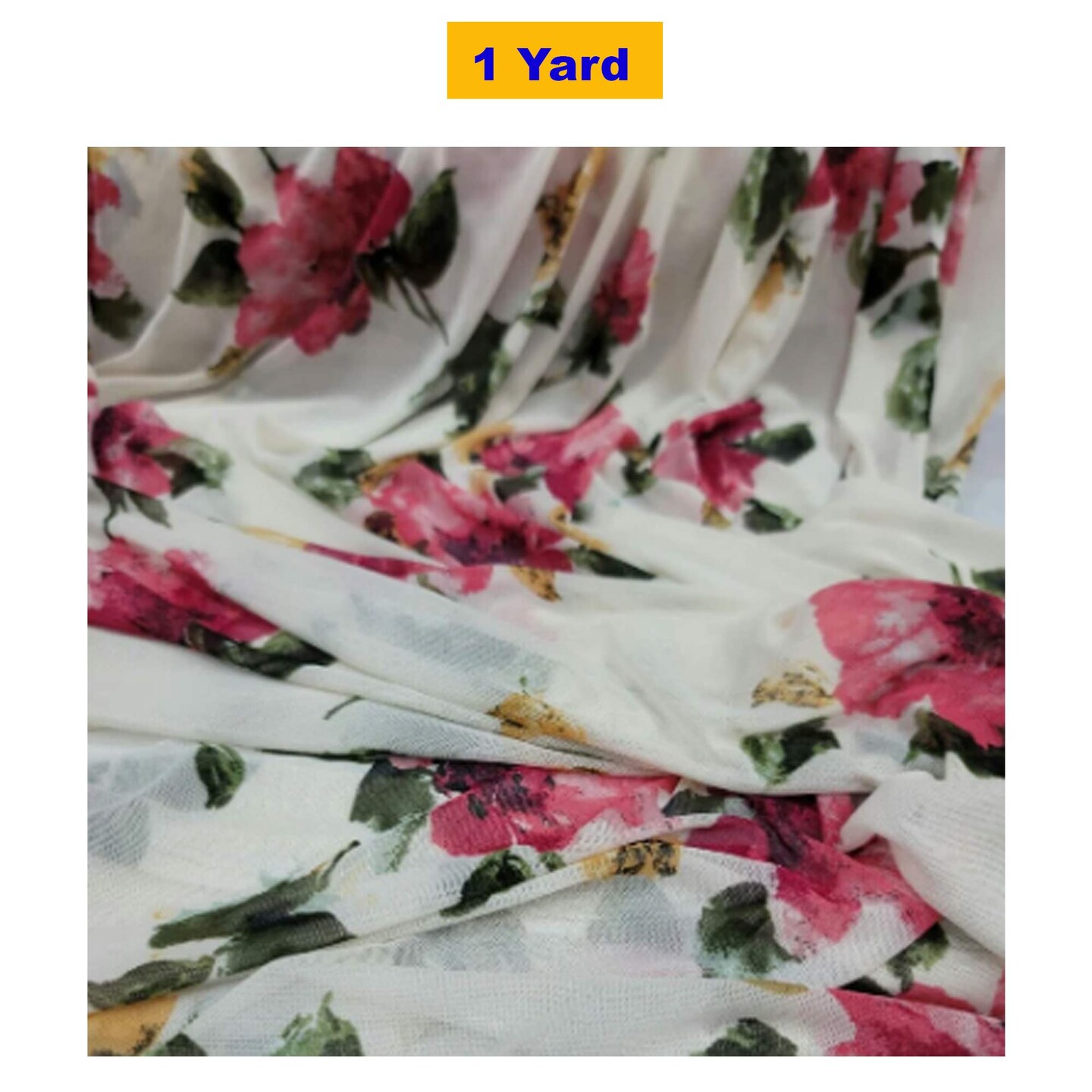 Ivory Four Way Stretch Lace Red Floral Flowers Fabric