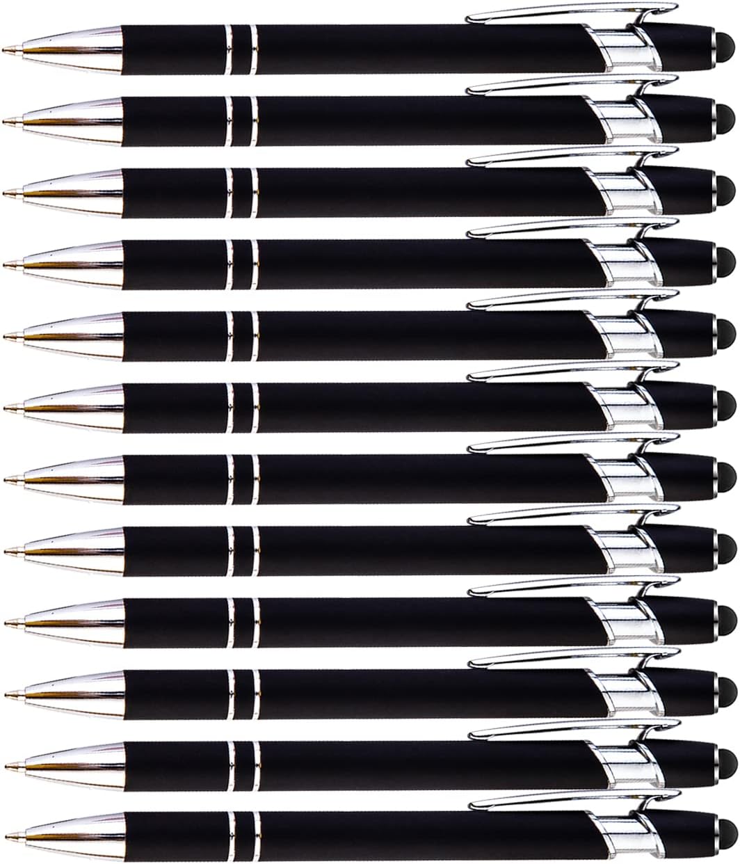 12 Pieces Black Ballpoint Pen with Stylus Tip, 2 in 1 Stylus Pen, Premium Metal Stylus Pen for Touch Screens, Black Ink, 1.0 mm Medium Point(12 Black)