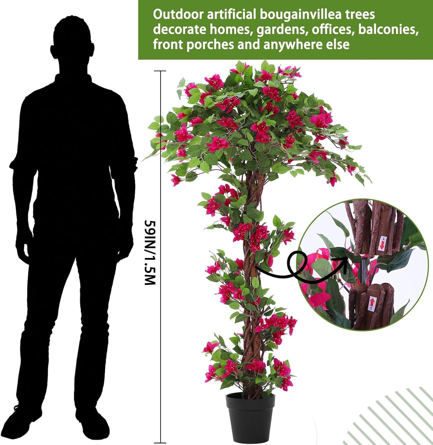 5 Feet Artificial Bougainvillea Tree