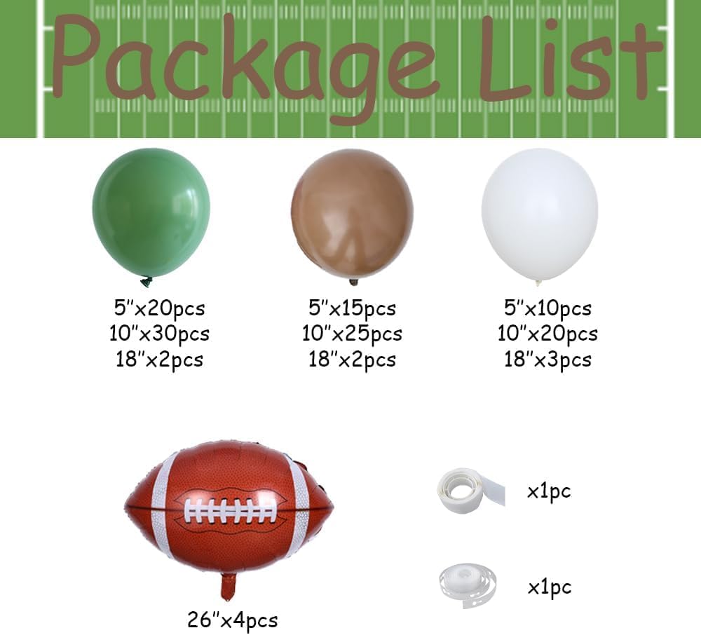 Football Balloon Garland Arch Kit 131Pcs Sage Green and Coffee Brown Balloons