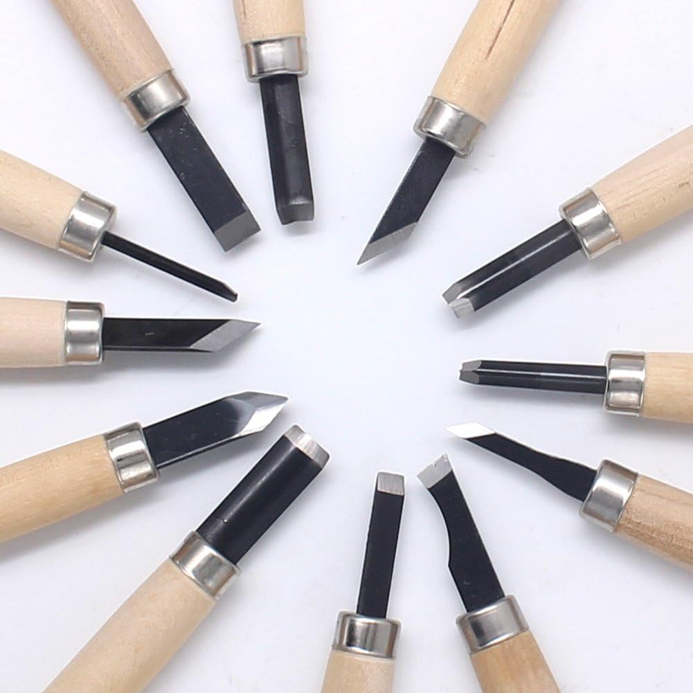 Wood Carving Knife Set, 12 Pcs Carving Tools for DIY Sculpture Beginners