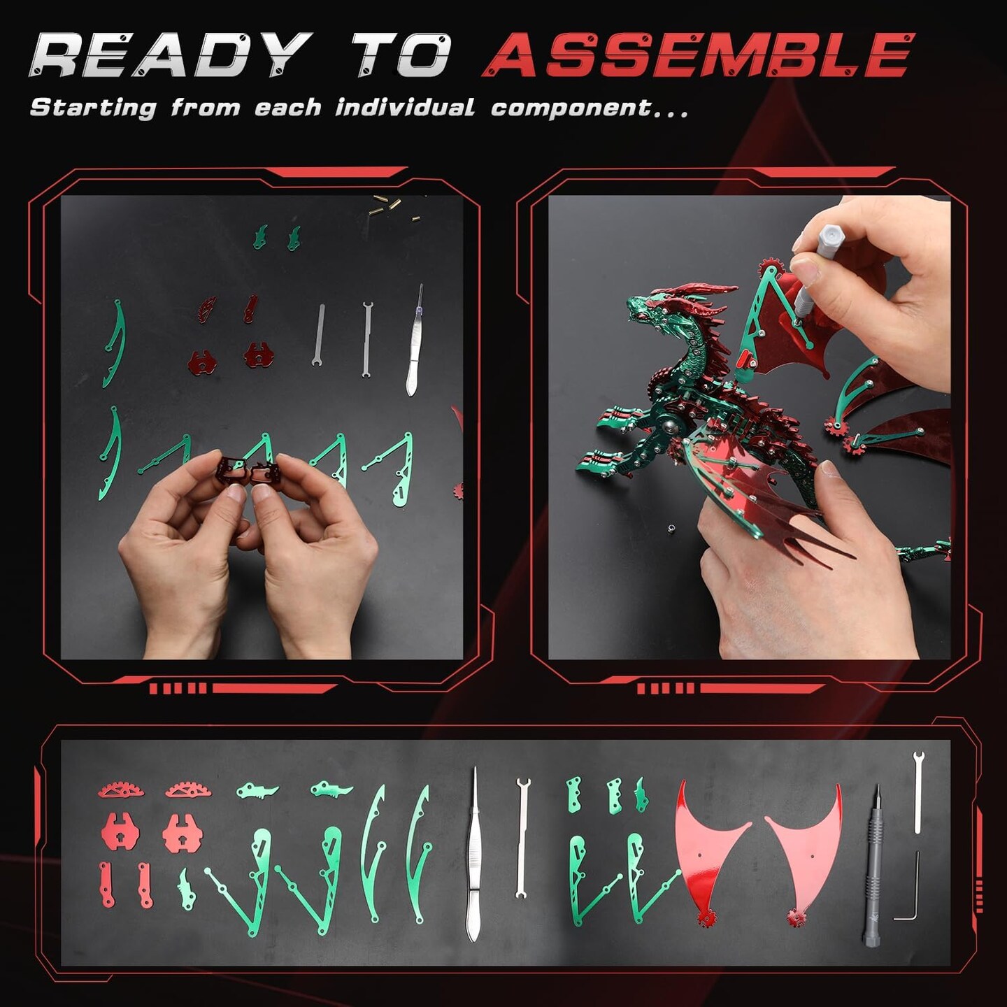 3D Puzzle for Kids,Stainless Steel Pteranodon Metal Kit - 3D Metal for Kids, Parent-Child Activity Toy/Building Blocks,Jigsaw Toy for Family Game