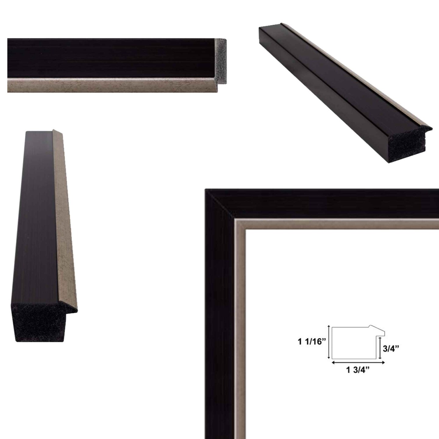 Cafe Wood With Silver Lip Picture Frame 36x48 frame