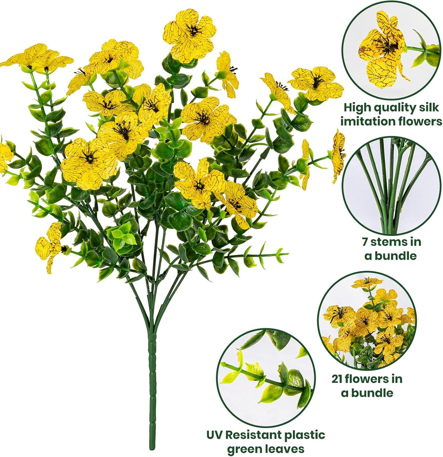20 Bundles Summer Potted Plants Artificial Flowers for Outdoor Fake Plants for Summer Decoration