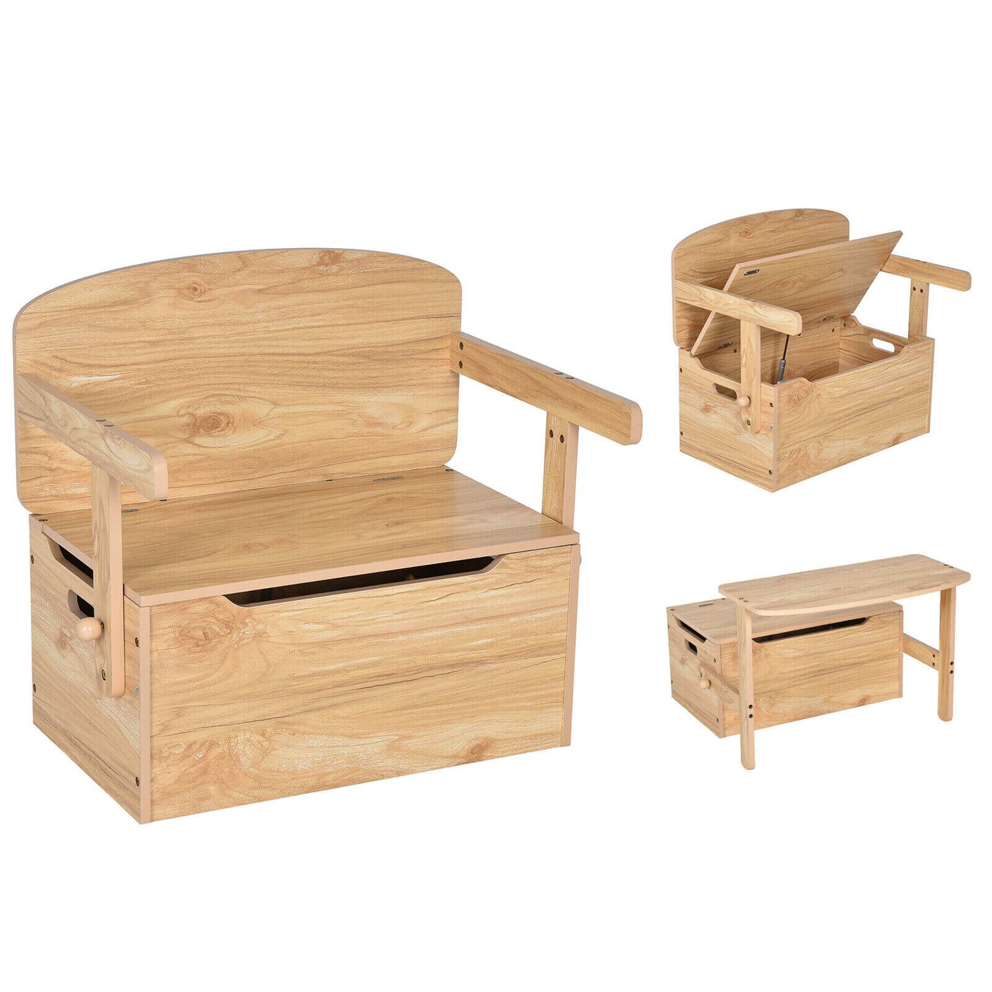 MDF 3-in-1 Kids Chair Desk Set with Storage Toy Box