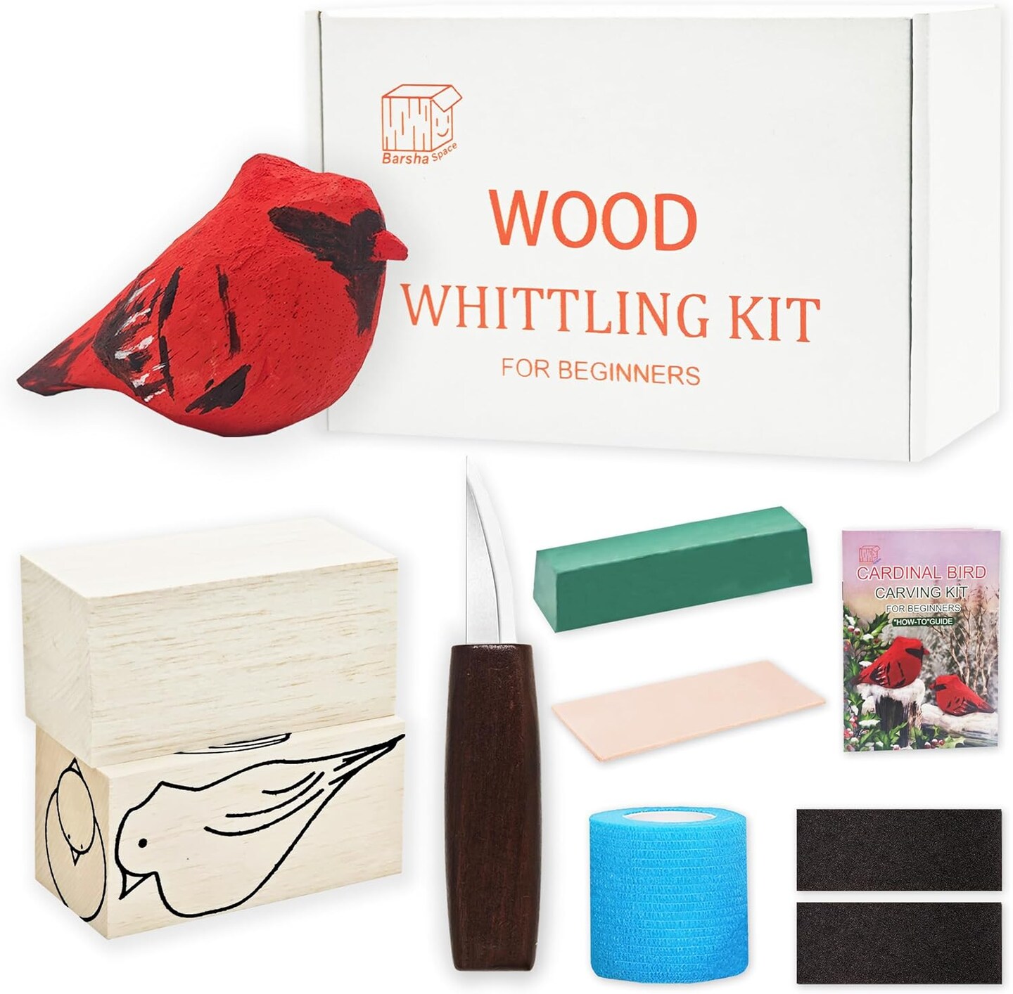 Wood Carving Kit Cardinal Bird DIY Kits for Adults Hobbies Whittling Knife Kit for Beginners &#x26; Kids Adult Craft Kits Complete Wood Carving Knife Set with 9 PCS Tools (Cardinal)