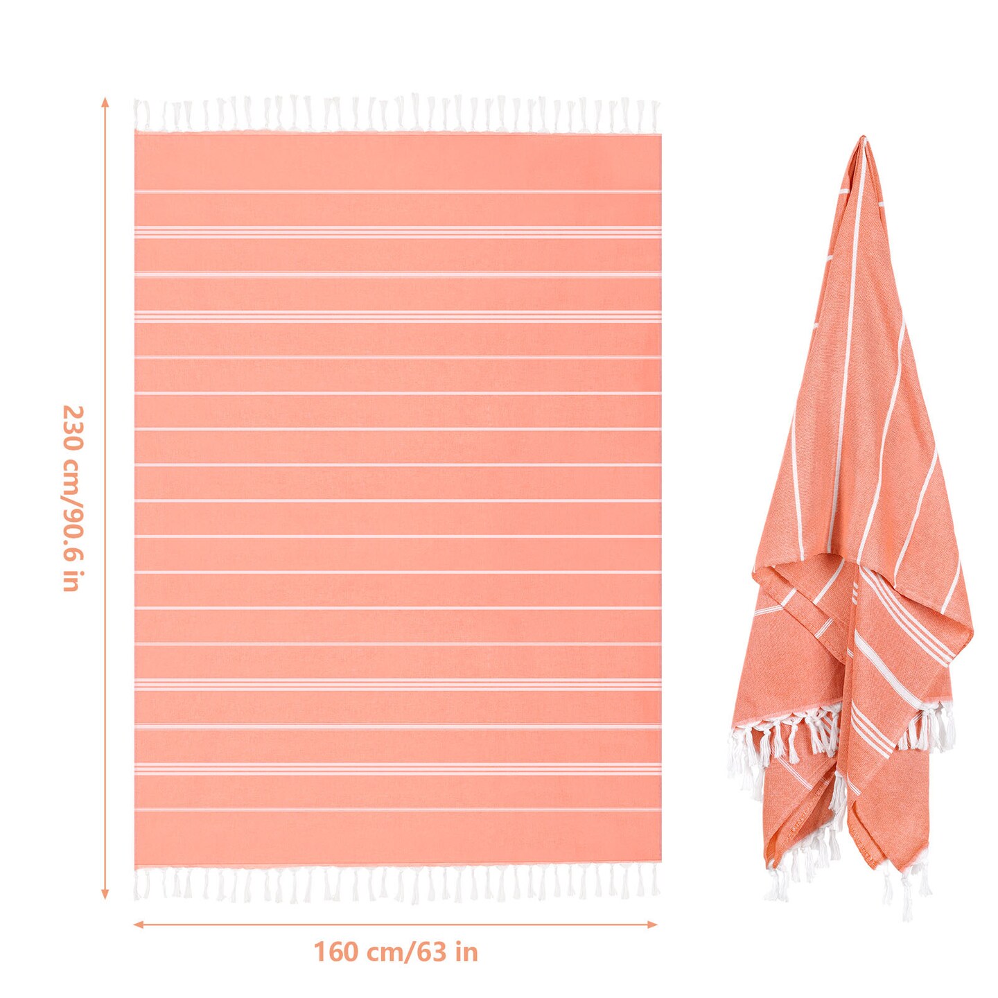 2-Pack Turkish Beach Towels - 40"x70" Oversized Quick-Dry, Sand-Free & Lightweight Towels for Travel, Camping, Beach, and Pool