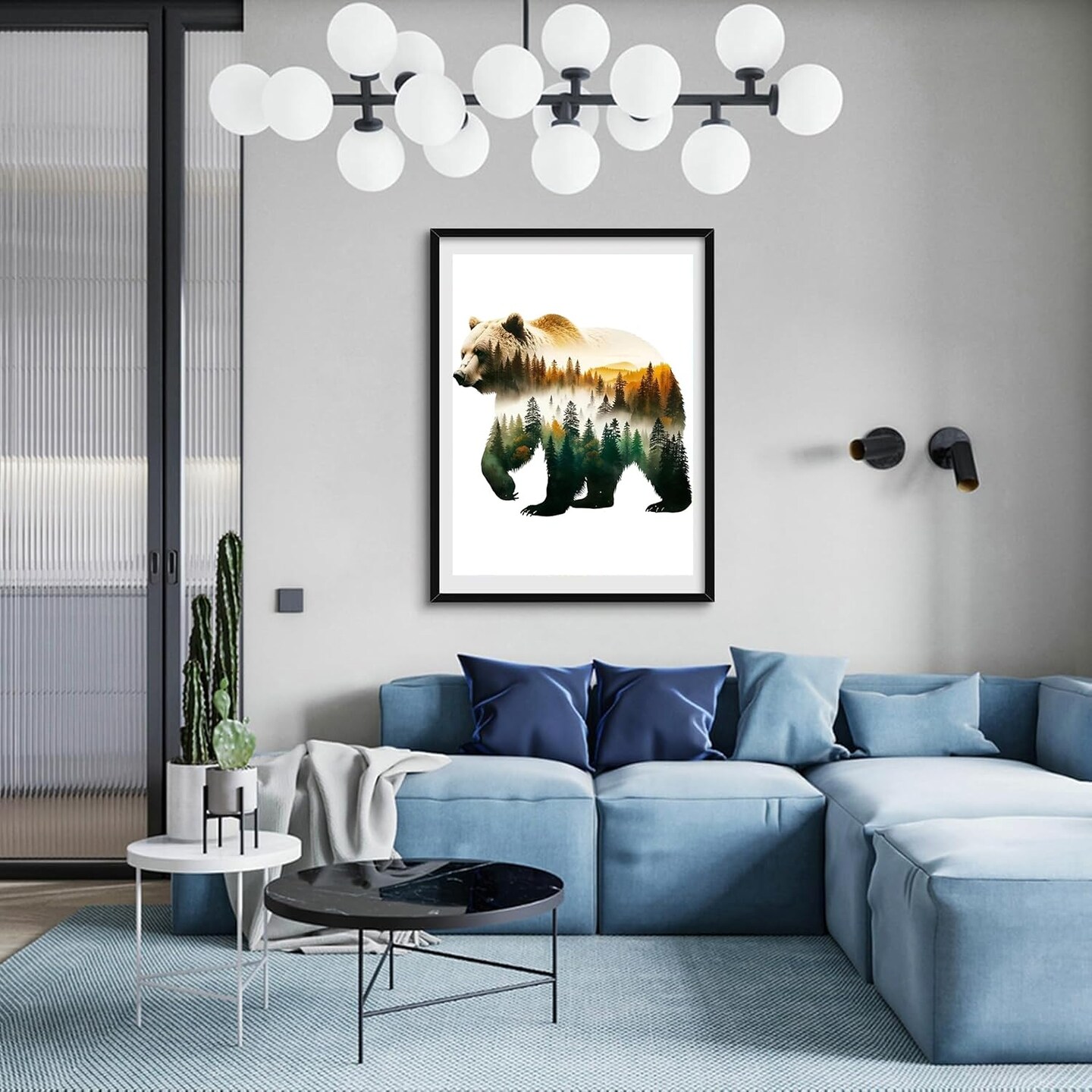 5D Diamond Painting Kits for Adults, Animal Bear Forest Scene Diamond Art Kits for Adults Beginner, DIY Full Drill Diamond Dots Paintings with Gem Art and Crafts Home Wall Decor 8x12inch