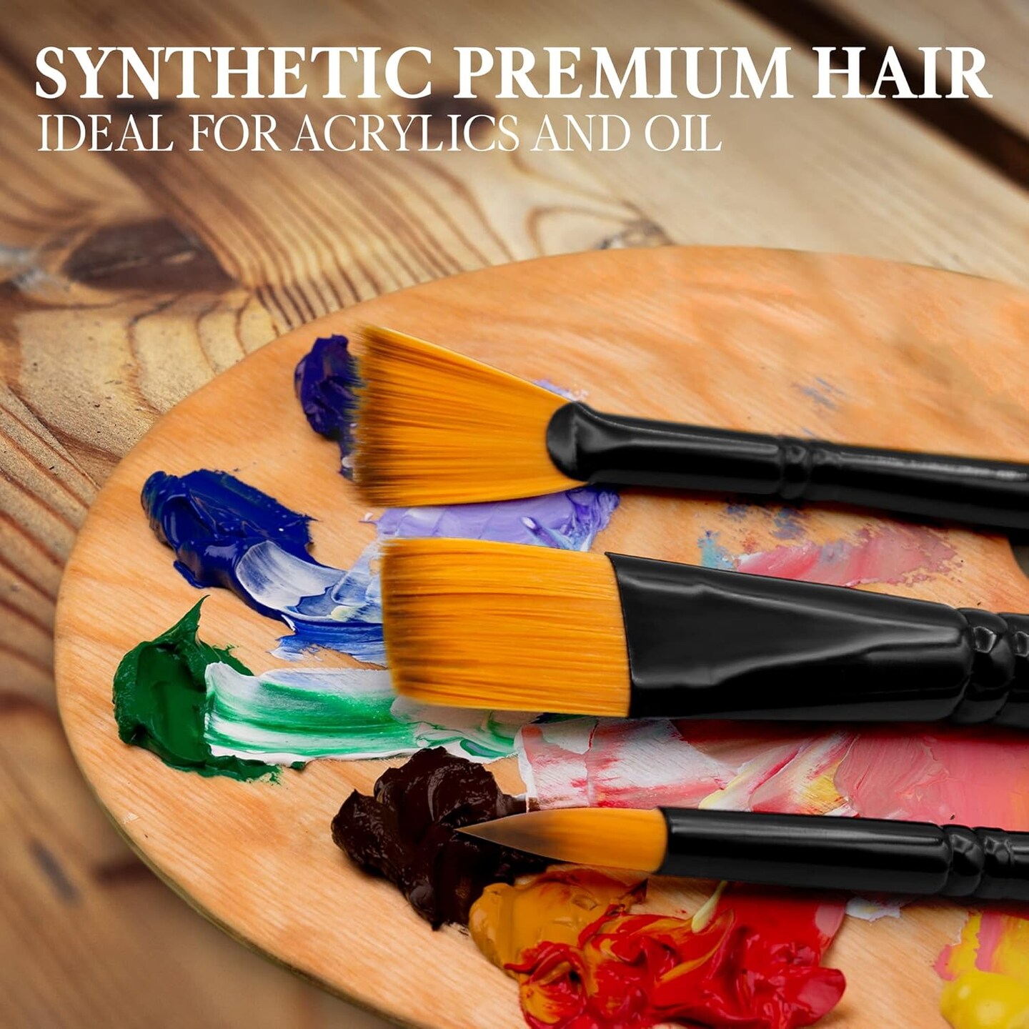 Set of 12 Brushes for Acrylic &#x26; Oil Painting | Acrylic &#x26; Oil Masters | Professional Handmade Brush Set