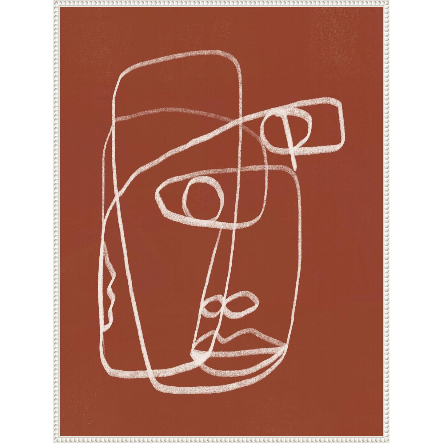Line Art Abstract Portrait Terracotta 02 by Little Dean Framed Canvas Wall Art