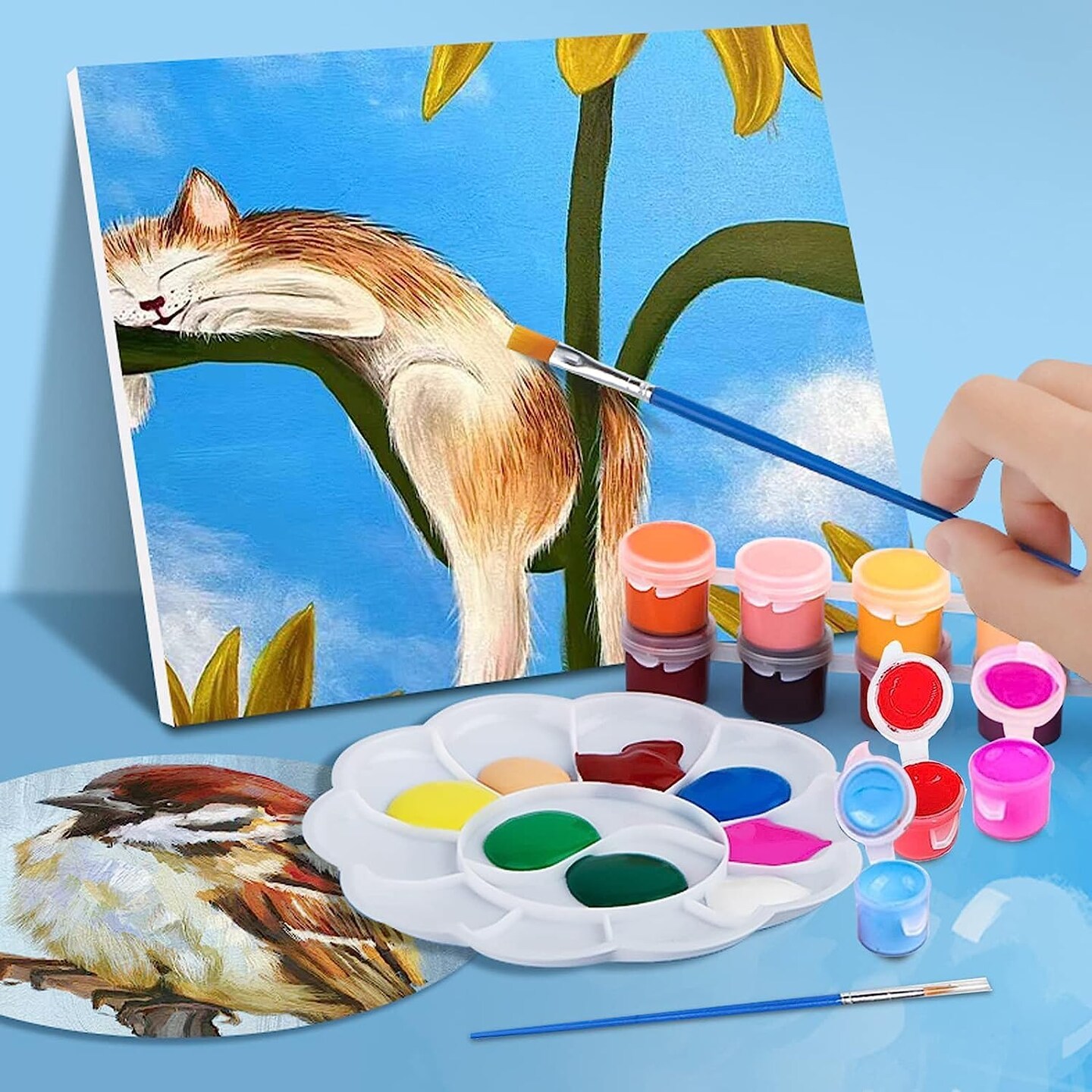 145pcs Mini Acrylic Paint Set – 12 Washable Colors with 5 Trays for Kids’ Crafts & Easter Painting