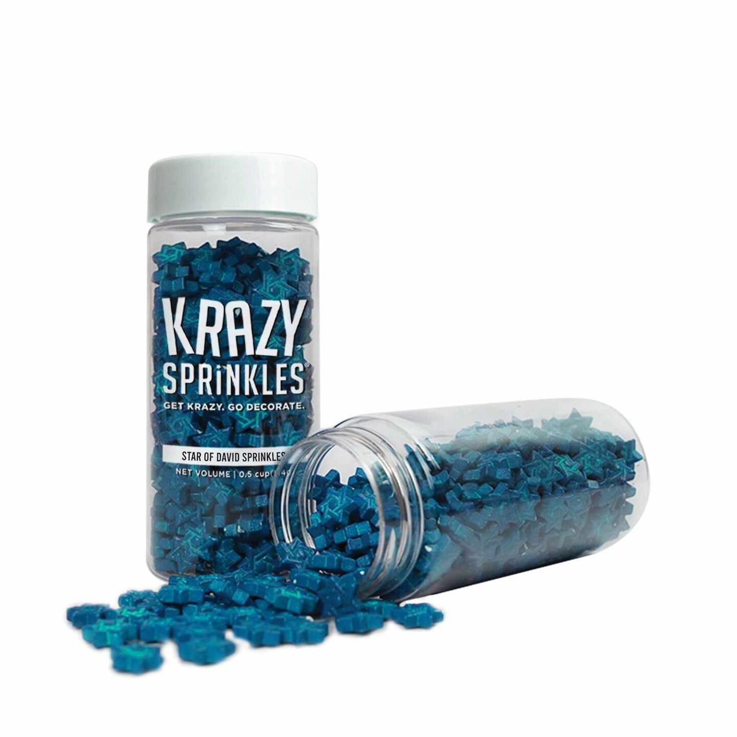 Krazy Sprinkles - Star of David (1/2 Cup, 1x Jar) for Cakes, Ice Cream & Cookies