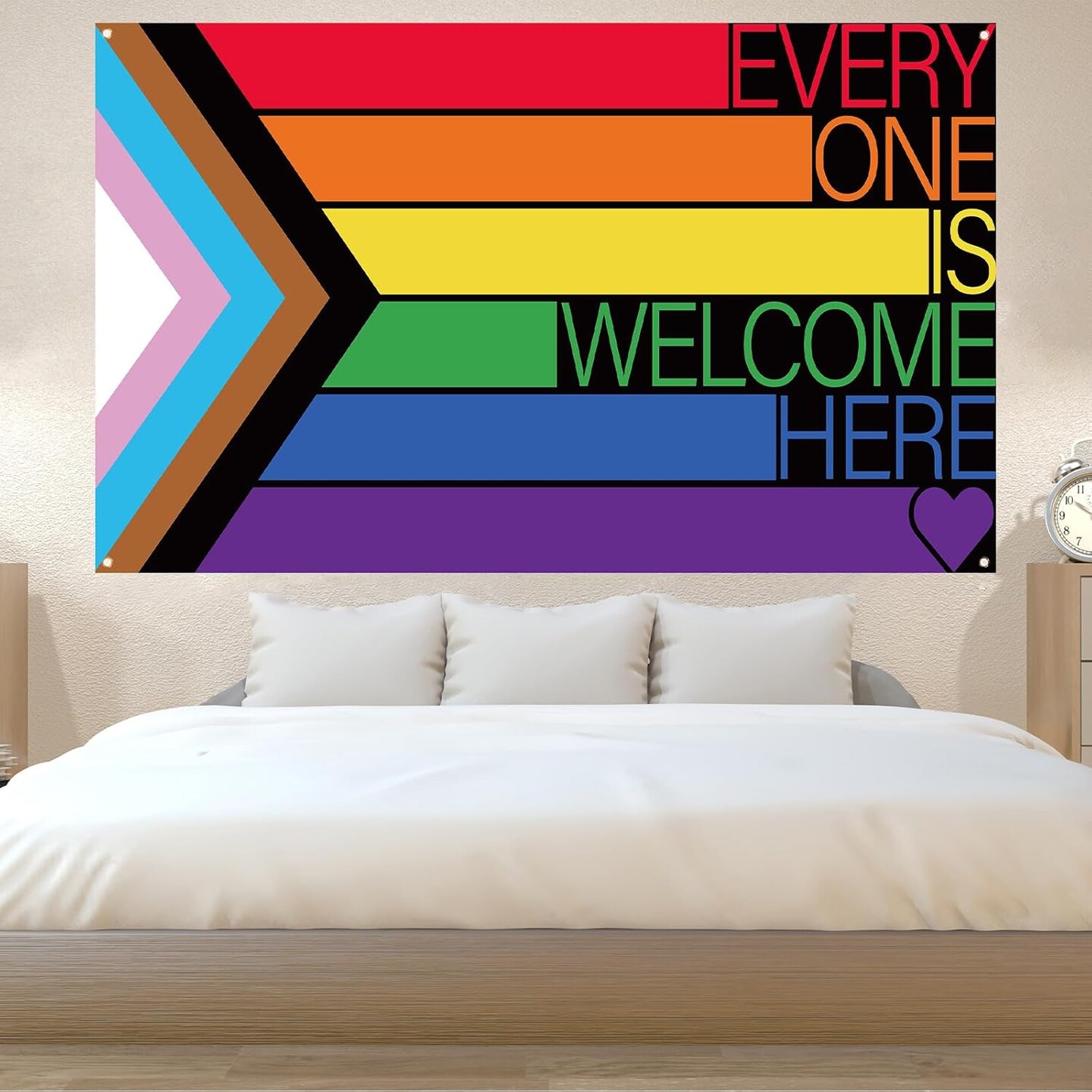 Progress Pride Flag Backdrop for Photography Every One is Welcome Here Banner Gay Pride Day Month Parade Rainbow Party Decorations and Supplies for Home