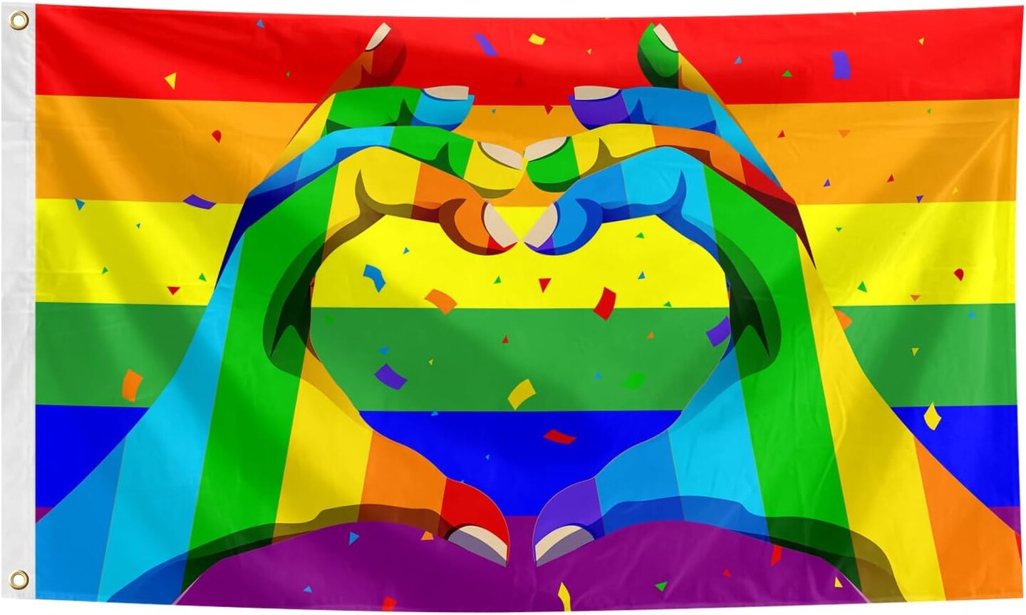 Gay Straight Ally Flag Pride Rainbow Flag 3x5 Ft with Two Metal Grommets Gay LGBT Progressive Intersex Banne (Pride Flag)