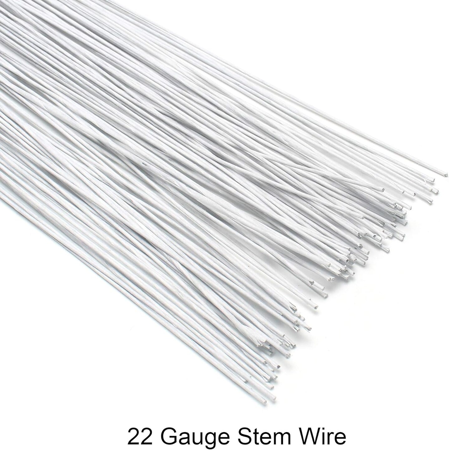 22 Gauge Stem Wire 100 Counts Floral Paper Wrapped Wire 14 Inch Wire for Flower Arrangements DIY Bouquet Handcrafts Wood Flowers (White)
