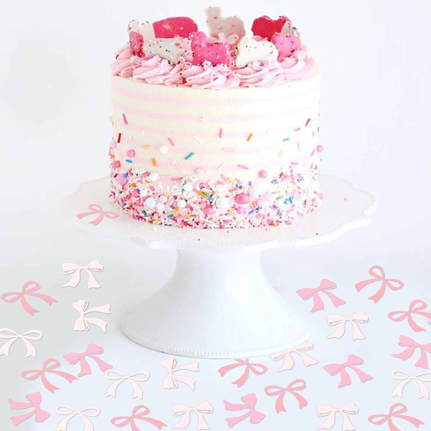 100PCS Pink Bow Confetti Engagement Party Bride To Be Pink Bow Table Confetti Bachelorette Party Birthday Decorations Supplies Baby Shower Boy Girl Bridal Shower Ribbon Party Supplies