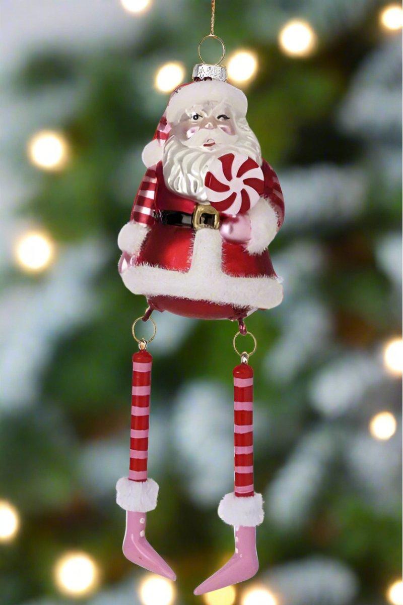 9&#x22; Santa With Dangling Legs Ornament
