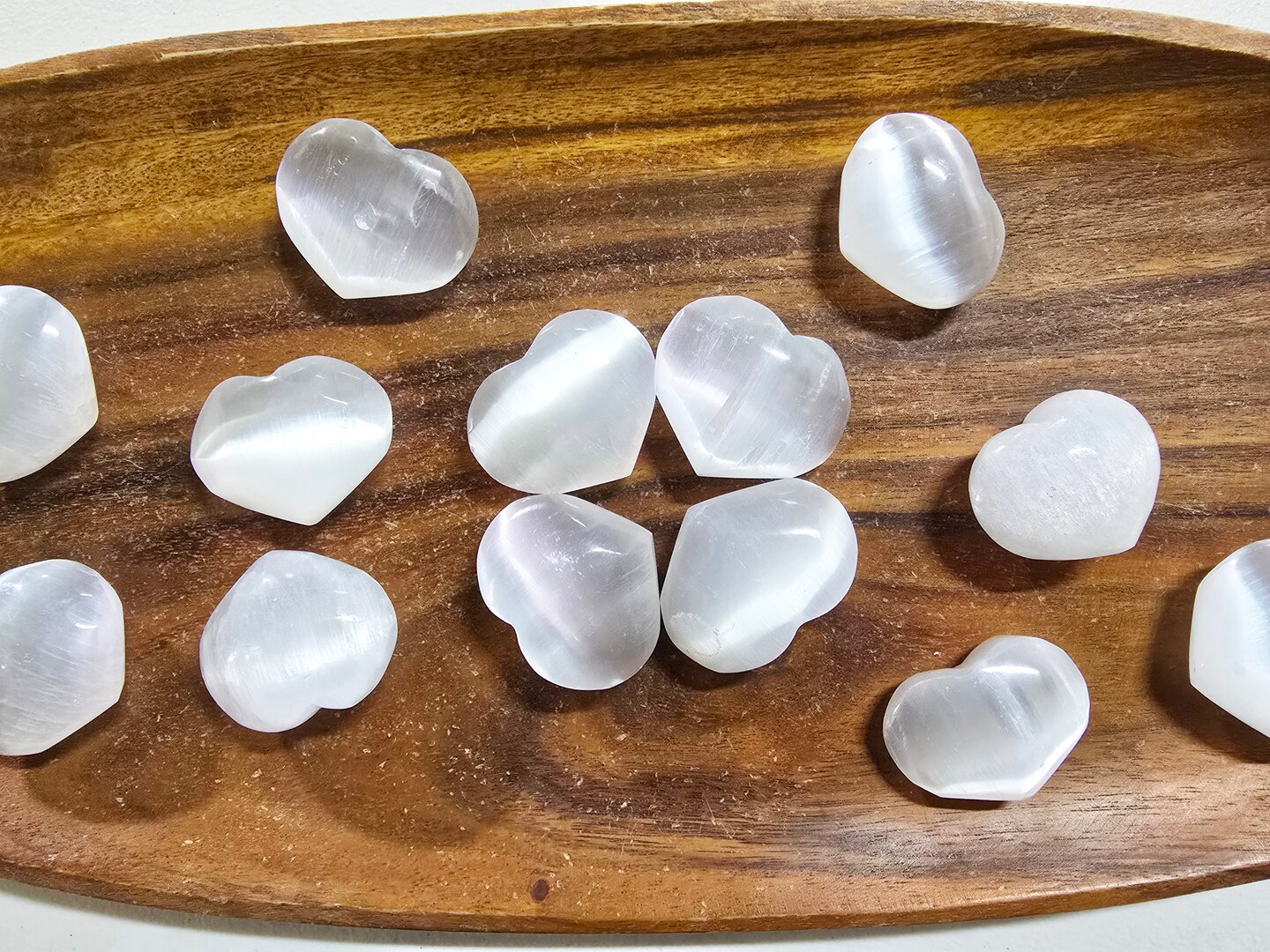 Mini Selenite Heart Stone Polished Smooth From Morocco
