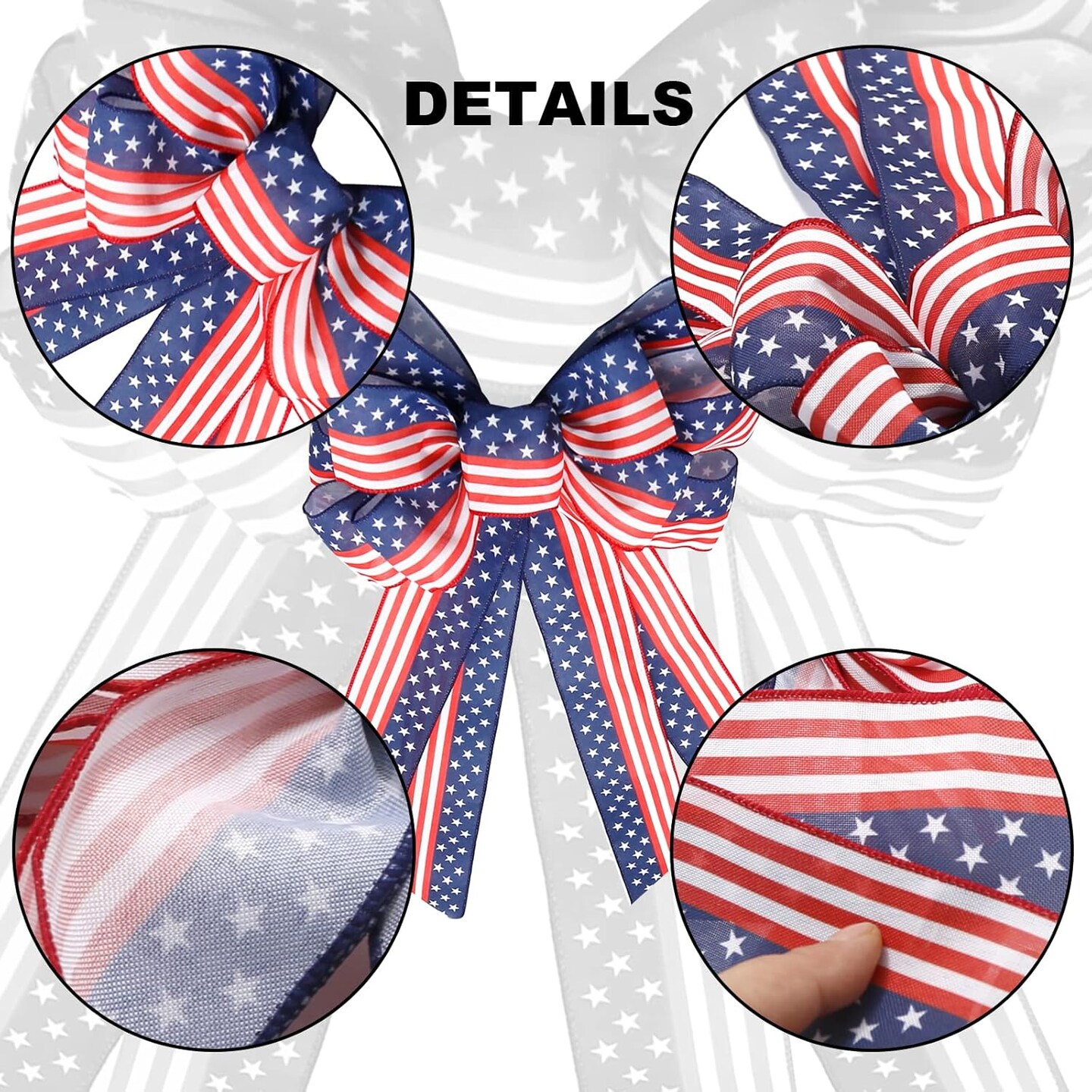 Large 4th of July Patriotic Bows for Wreath,American Flag Wreath Bows Stars Decor American Flag Bow for Wall Decor