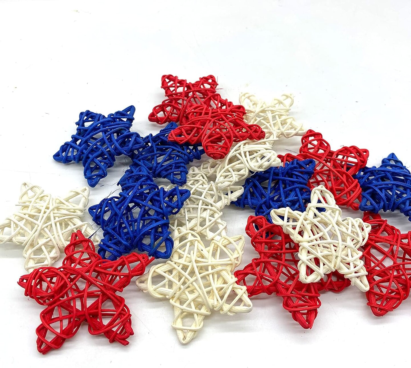36PCS Natural Rattan Stars for 4th of July Decorations