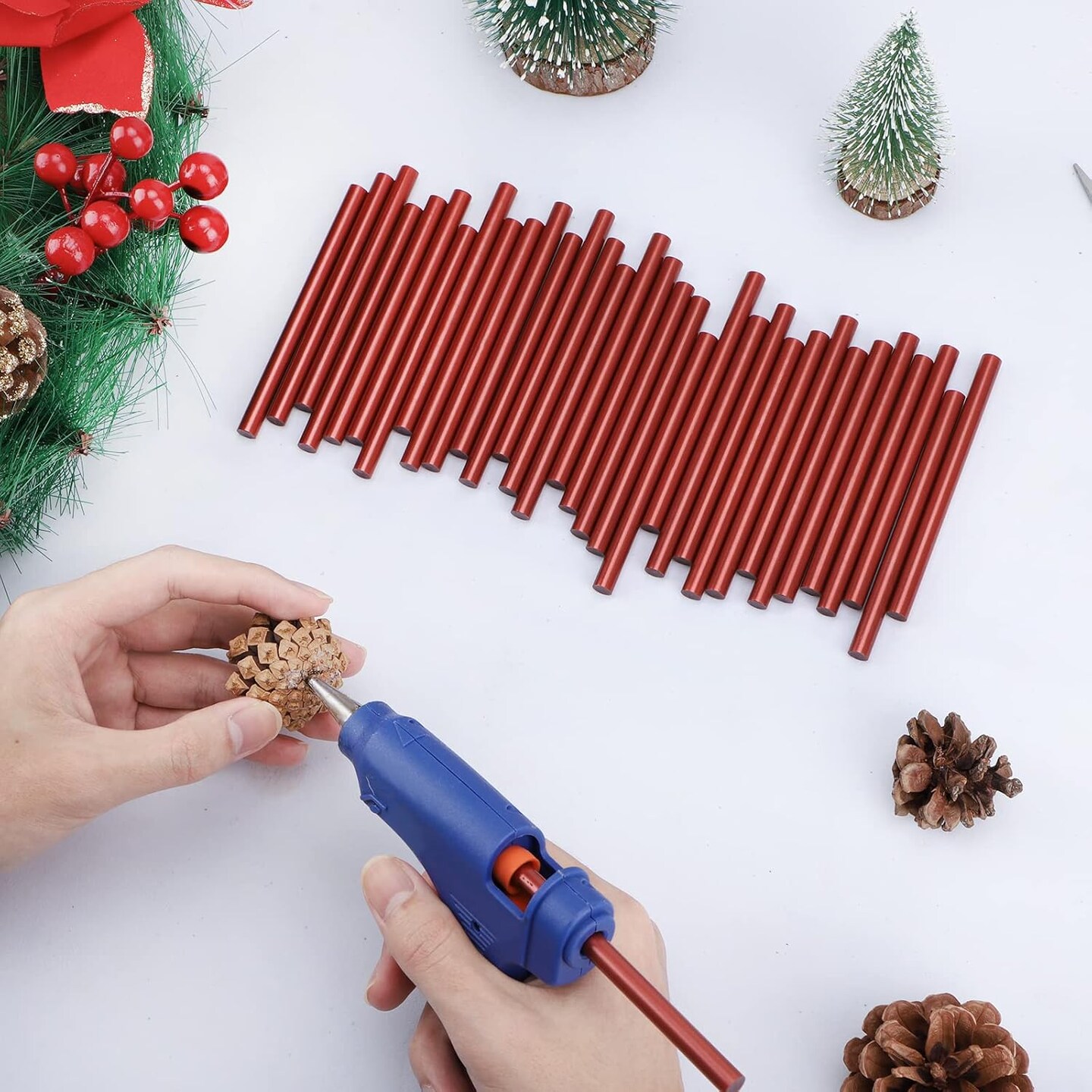Red Hot Glue Sticks Mini, 36 Pack Hot Melt Glue Sticks Colored Small Size, Adhesive Sealing Wax Sticks for Stamp, Crafting, Christmas Cards, Decoration, Repairs, 4&#x22; Long x 0.27&#x22; Dia