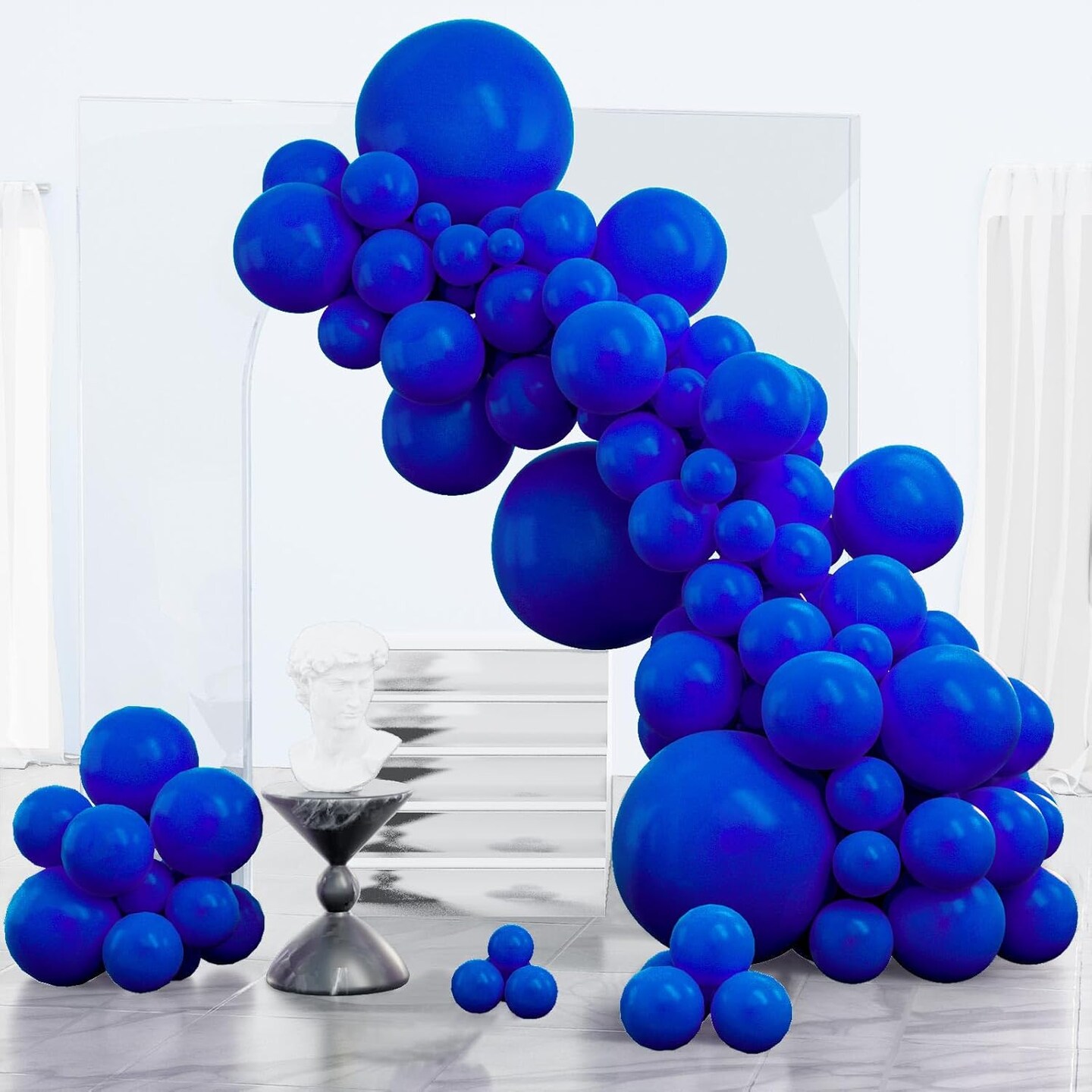 Royal Blue Balloons 123 pcs Blue Balloons Different Sizes Pack of 18 12 10 5 Inch Dark Blue Balloon Arch Kit Balloon Garland for Birthday Graduation Baby Shower Party Decorations Blue-Y59