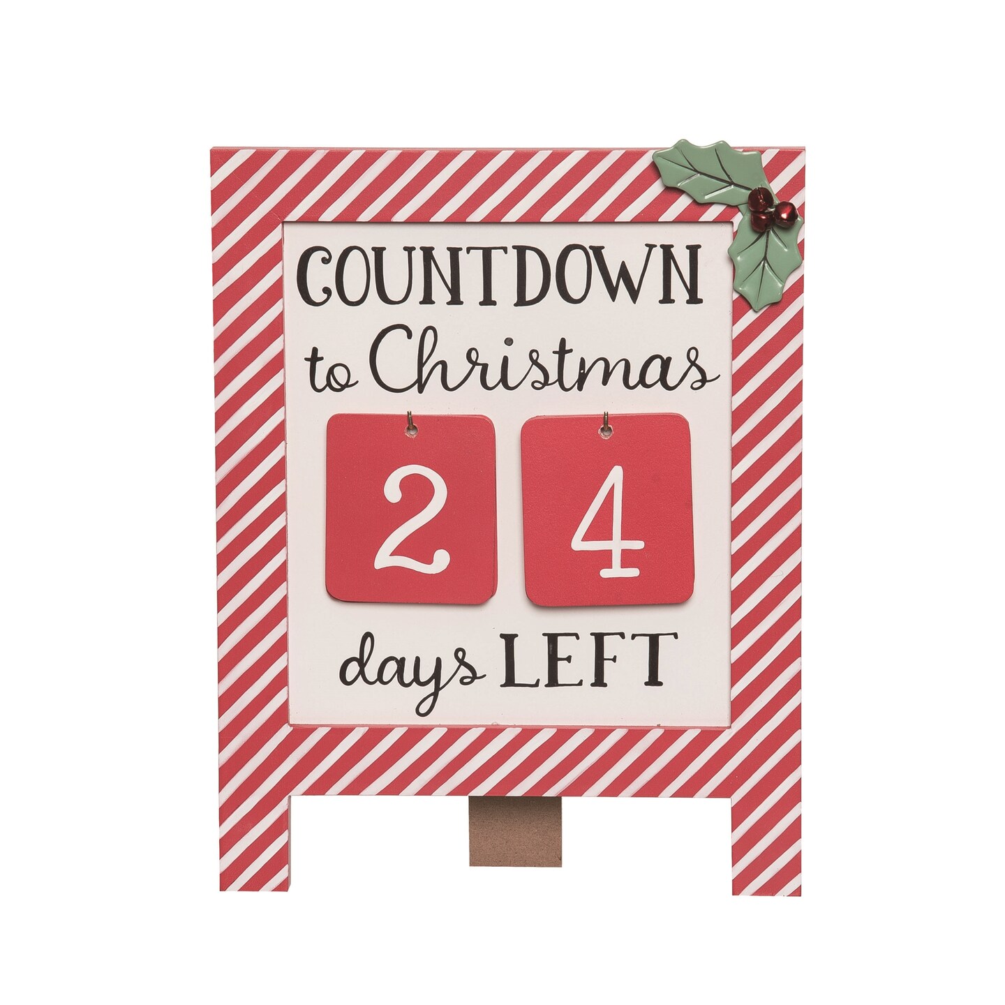 Transpac Wood 11.81 in. Multicolor Christmas Candy Stripe Countdown Calendar Set of 6