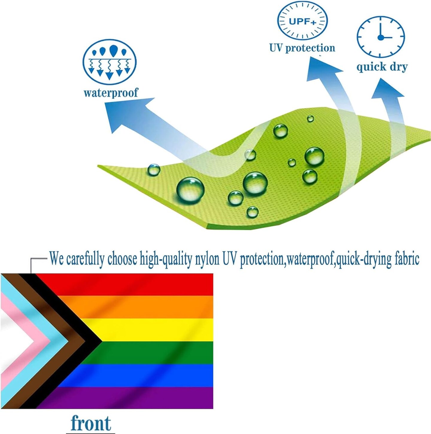 Progress Pride Flags 3x5 Outdoor Sewn Stripes Rainbow Flag Banner Heavy Duty Inclusive Progress Pride Rainbow Flags for Outside with 2 Brass Grommets UV protection Fade Resistant