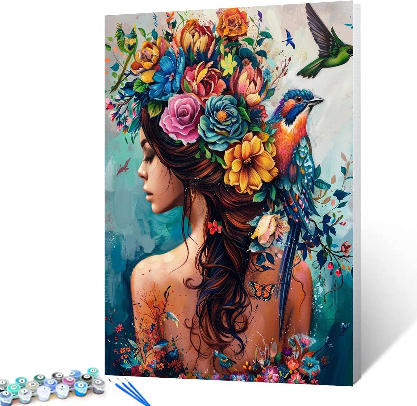 Full Back Tattoo Women Painting by Numbers for Adults Beginner,Lion Paint by Number on Canvas Easy to Paint for Beginner with Pigment and Brushes Artwork for Home Decor Without Frame 16&#x27;&#x27;X20&#x27;&#x27;