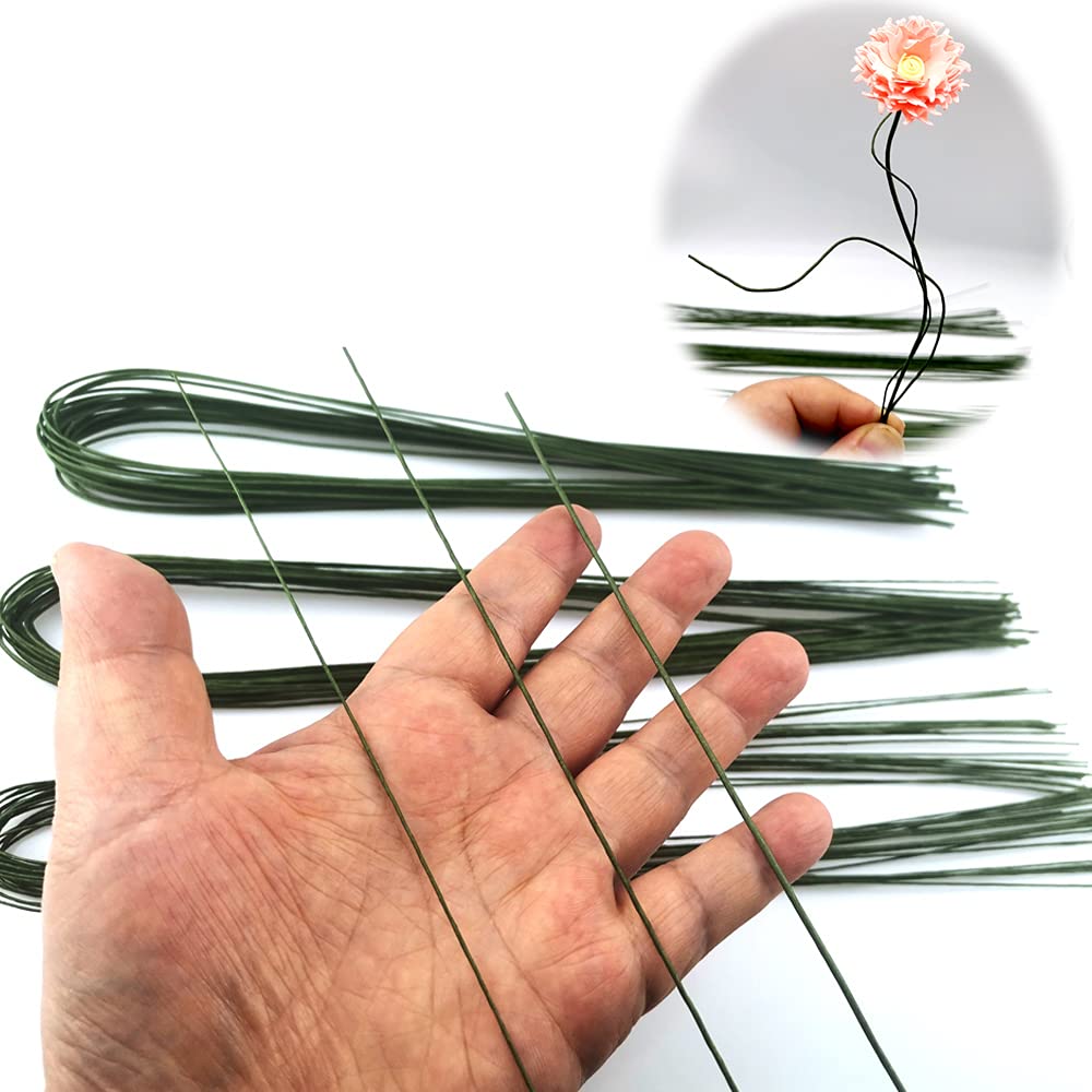 21.6 Inch Floral Stems Wire Green Paper Wrapped Wire 18 Gauge 20 Gauge 24 Gauge for Crafts Flower Arrangement