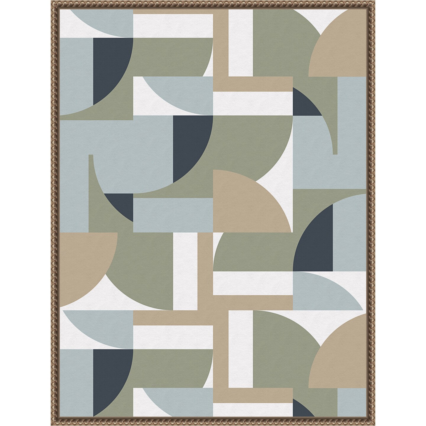 Futuristic Bauhaus Polygons Beige by Ninola Design Framed Canvas Wall Art