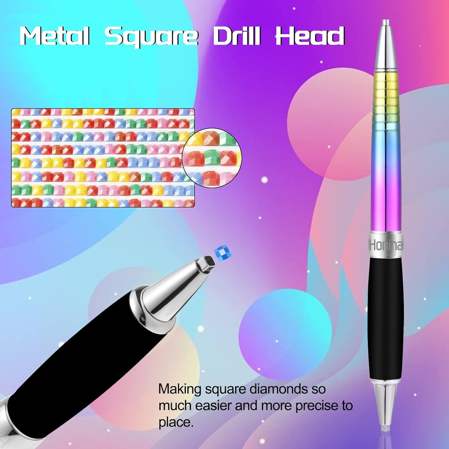 Square Diamond Painting Pen Set with Metal Tips, Round & Square Drill Heads & Multiplacer Tips