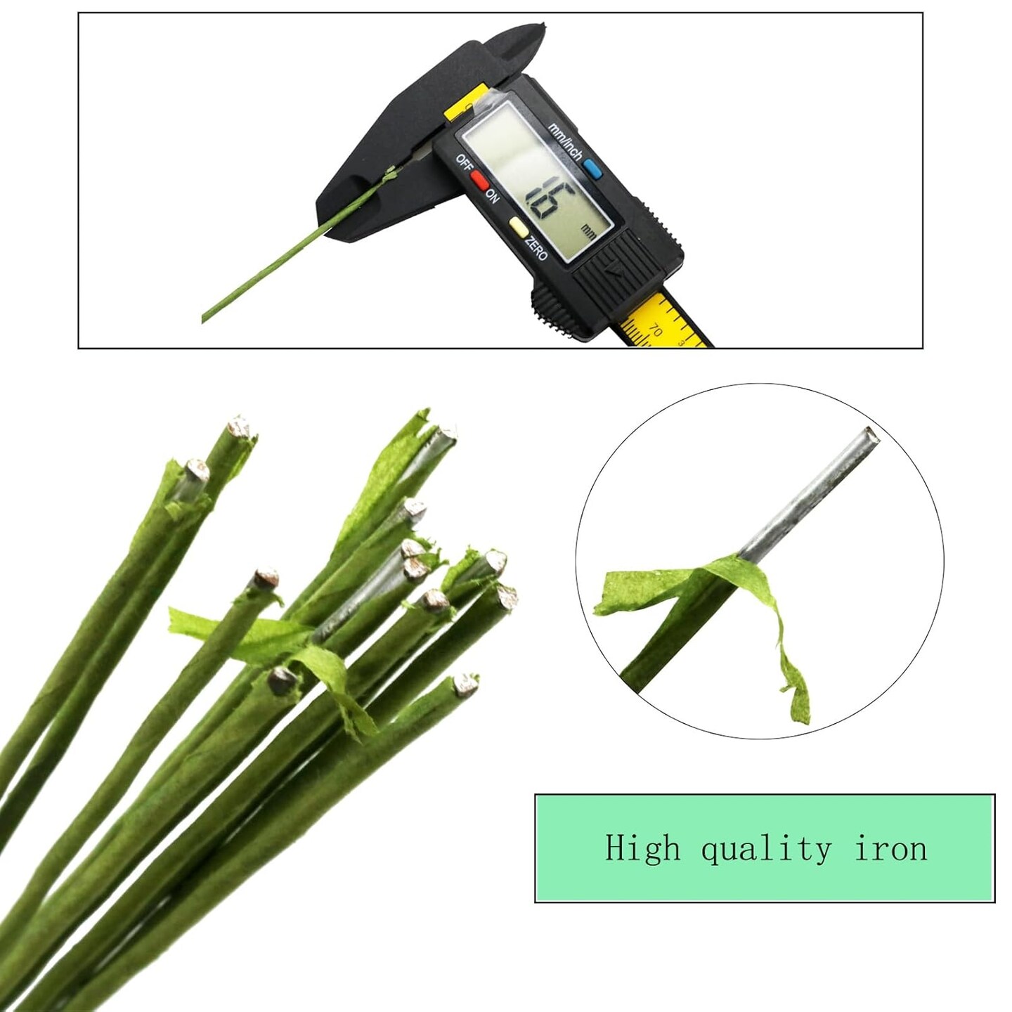 50-Pack Green Paper-Wrapped Floral Stem Wire, 16in, 16 Gauge Craft