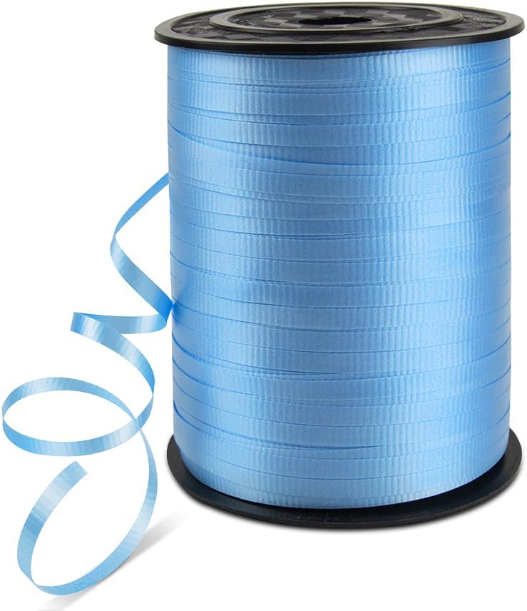 500 Yards 3/16&#x22; Crimped Curling Ribbon Light Blue, Balloon String Curly Ribbon 1 Roll for Gift Wrapping