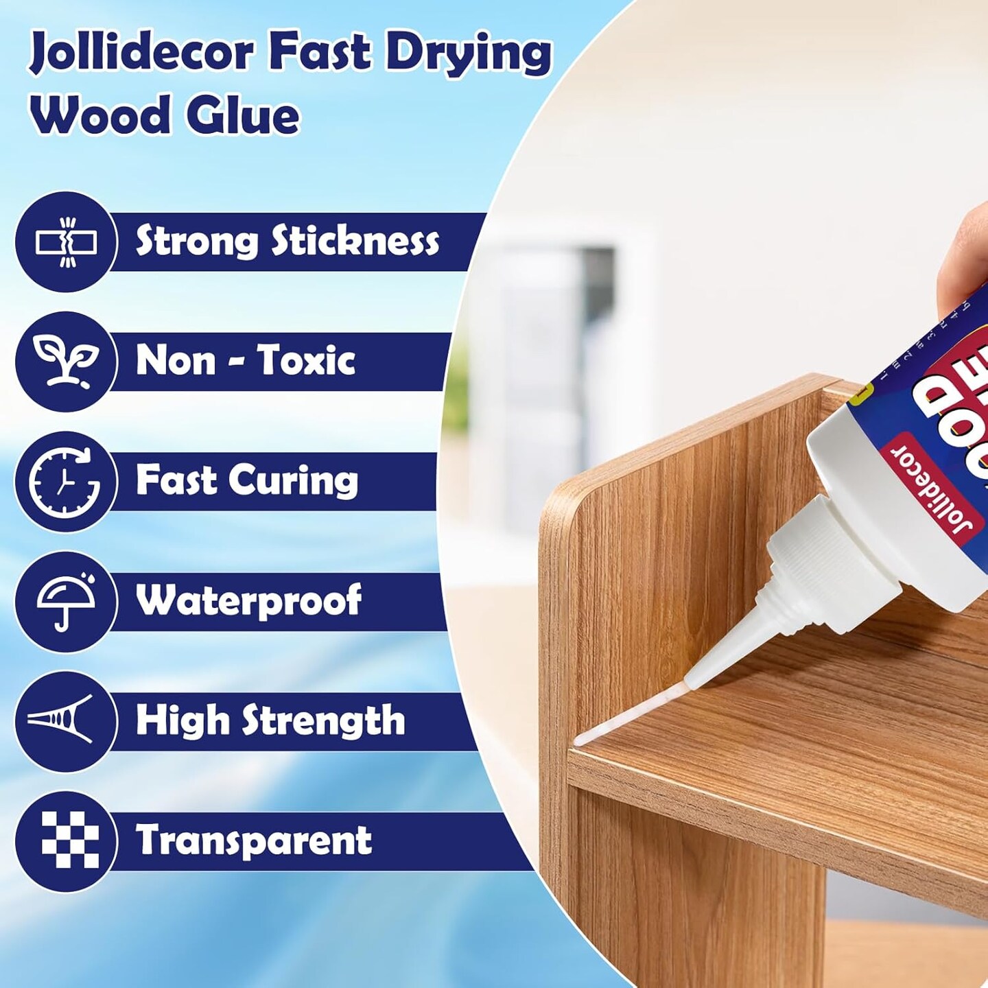 220ml Wood Glue for Furniture Heavy Duty, Waterproof Strong Adhesive Craft Glue Clear Fast Drying Balsa Super Glue for Woodworking