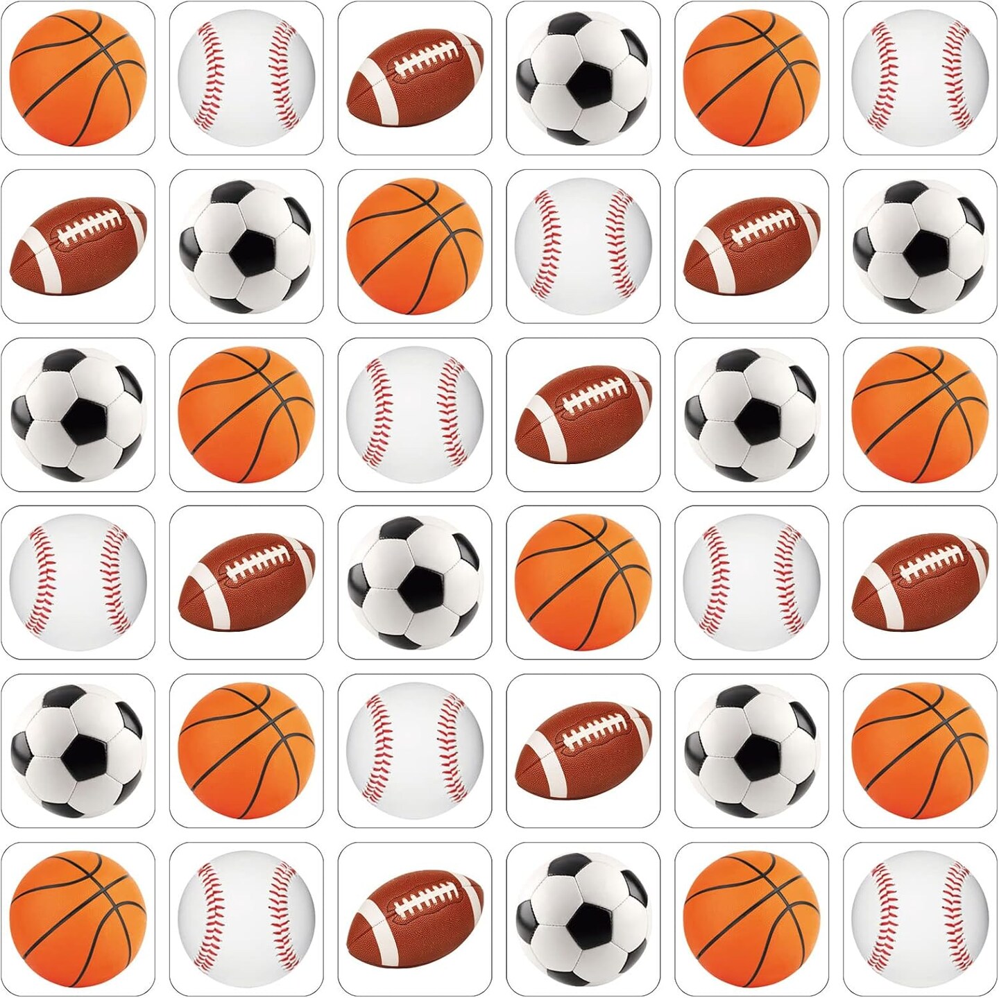 600 Pieces Sports Stickers for Kids Soccer Baseball Football Stickers Basketball Football for Kids Teacher for Ball Themed Birthday Party Classroom Decorations(Multiple Balls)