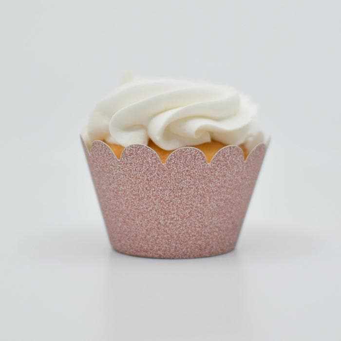 Rose Gold Sparkle Cupcake Wrappers &#x26; Liners | 25 PC Set