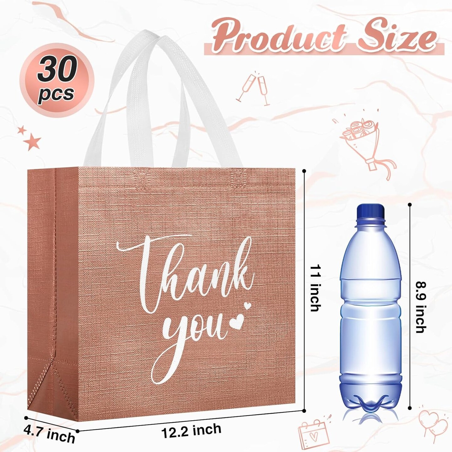 30-Pieces Reusable Thank You Gift Bags with Handles