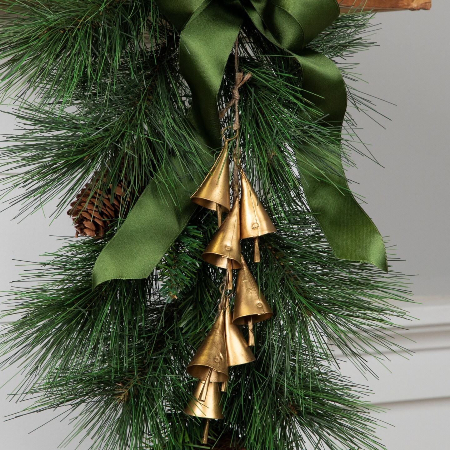 Northlight Hanging Cascade of Mini Iron Christmas Cone Bells - 17&#x22;