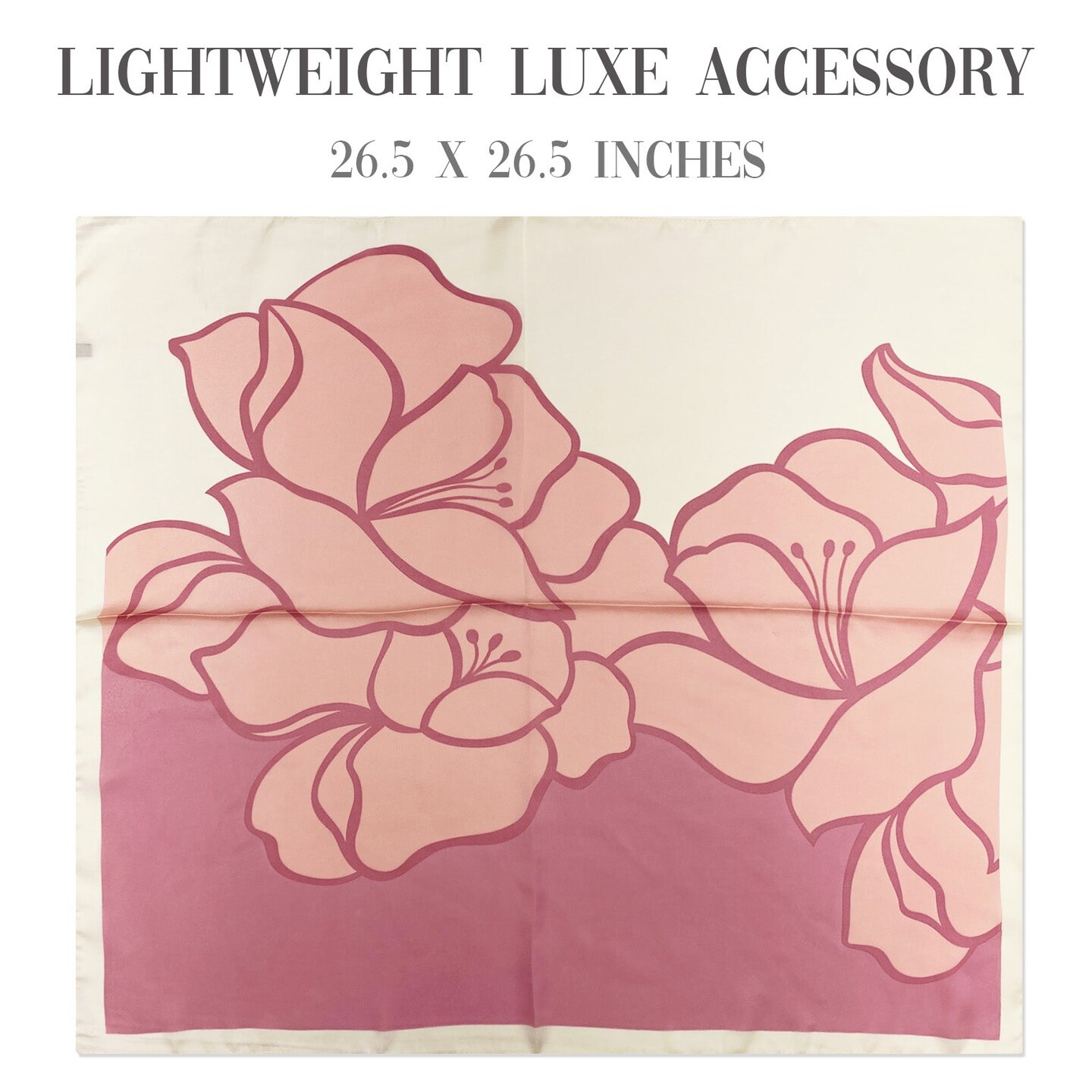 Wrapables Satin Neckerchief Square Scarf 26.5 x 26.5 Inches, Pink Lilies